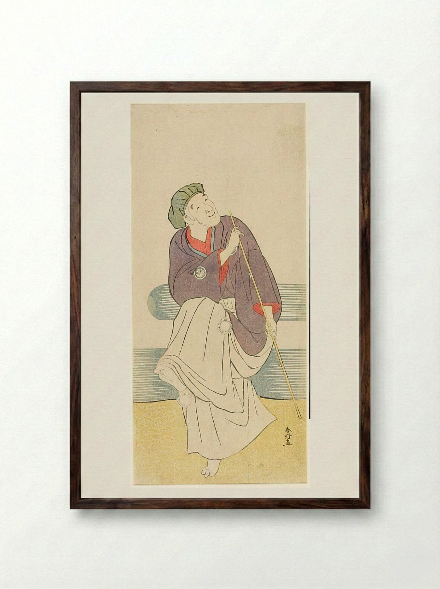 Actor (Old Man) Dancing - Katsukawa Shunkō - Framed Print Dark Wood