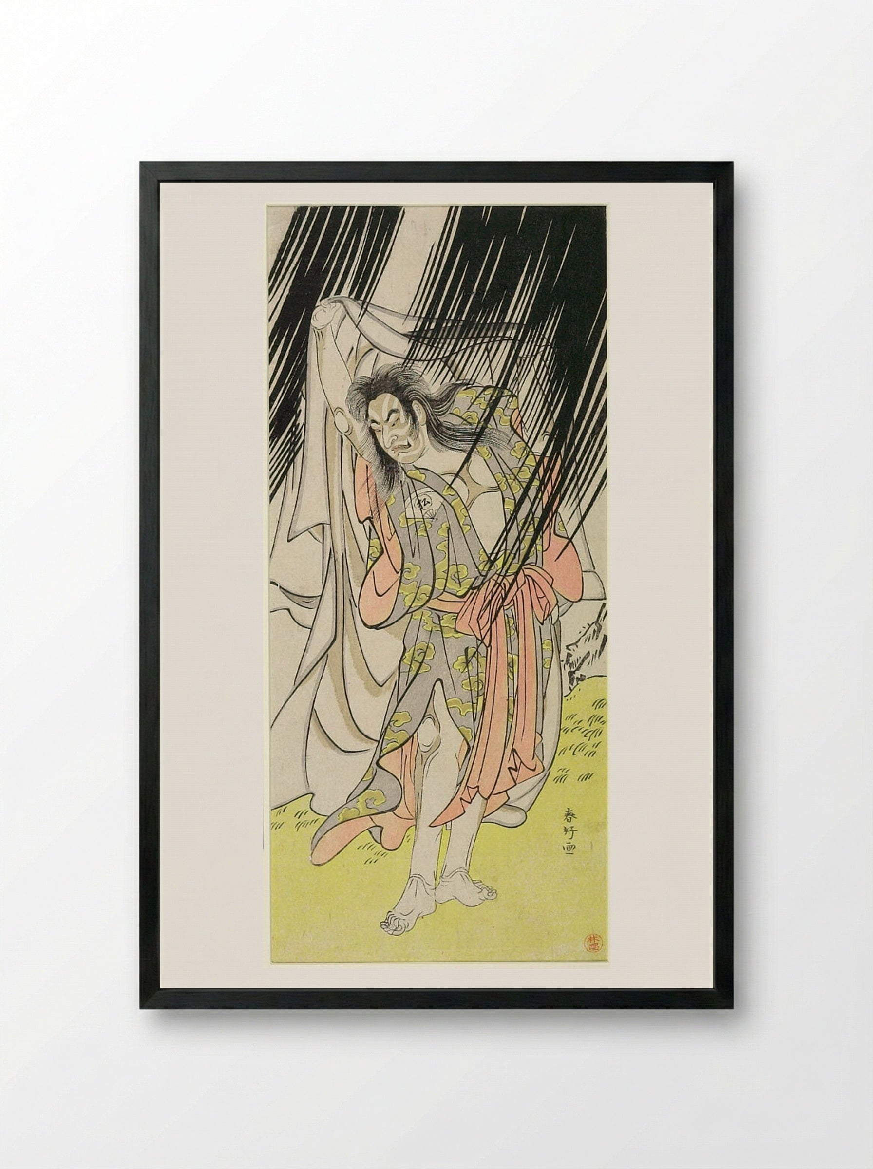 Actor Onoe Matsusuke as Kanshojō - Katsukawa Shunkō - Framed Print Black