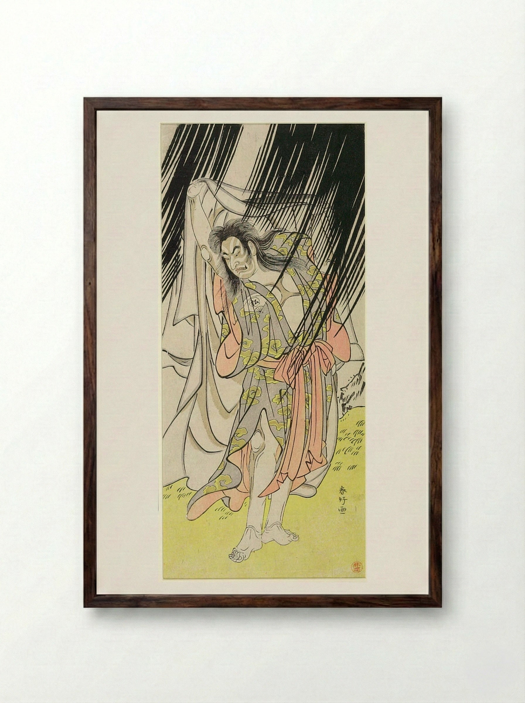 Actor Onoe Matsusuke as Kanshojō - Katsukawa Shunkō - Framed Print Dark Wood
