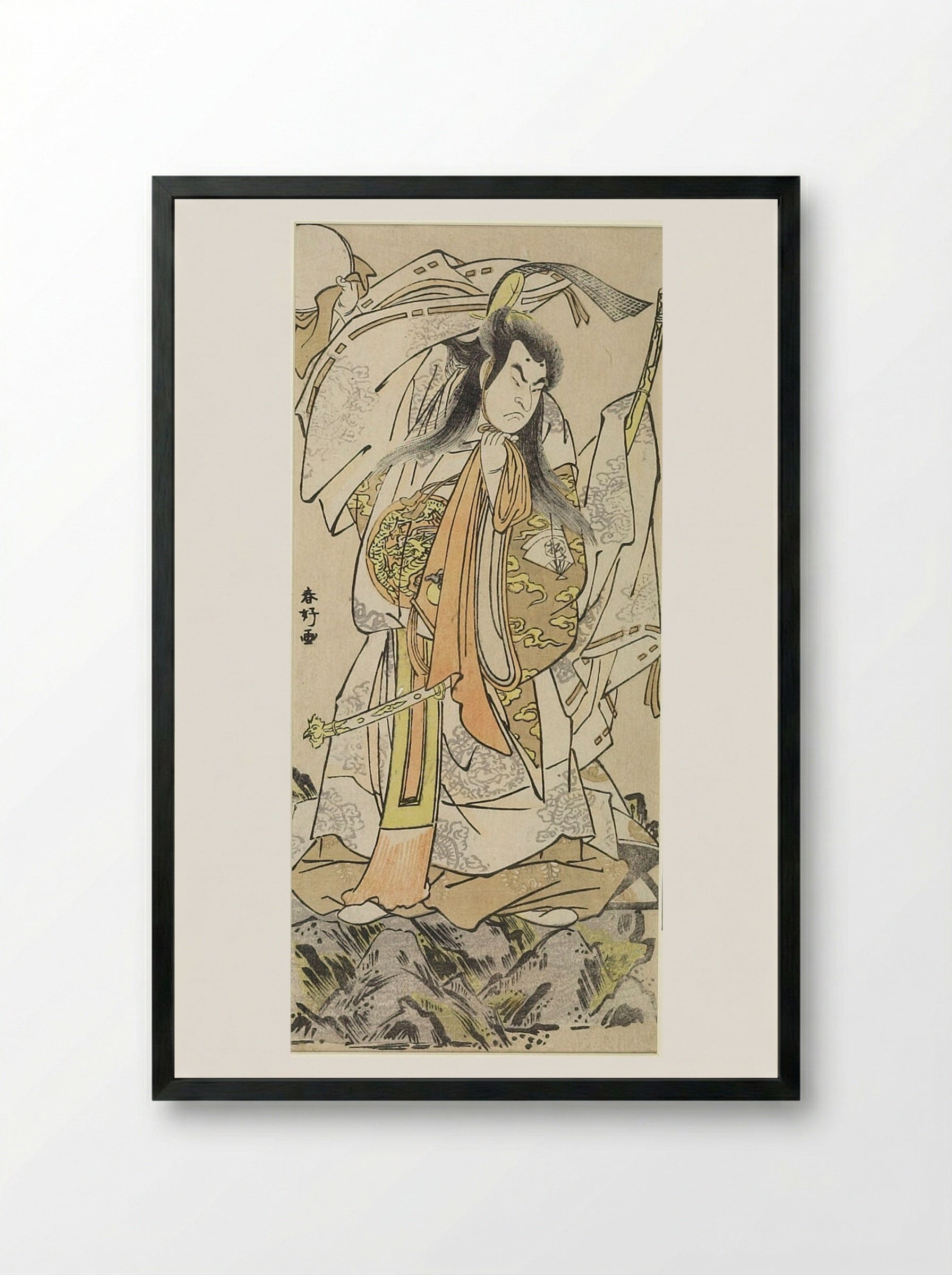 Actor Onoe Matsusuke as Tenjin Sugawara Michizane - Katsukawa Shunkō - Framed Print Black