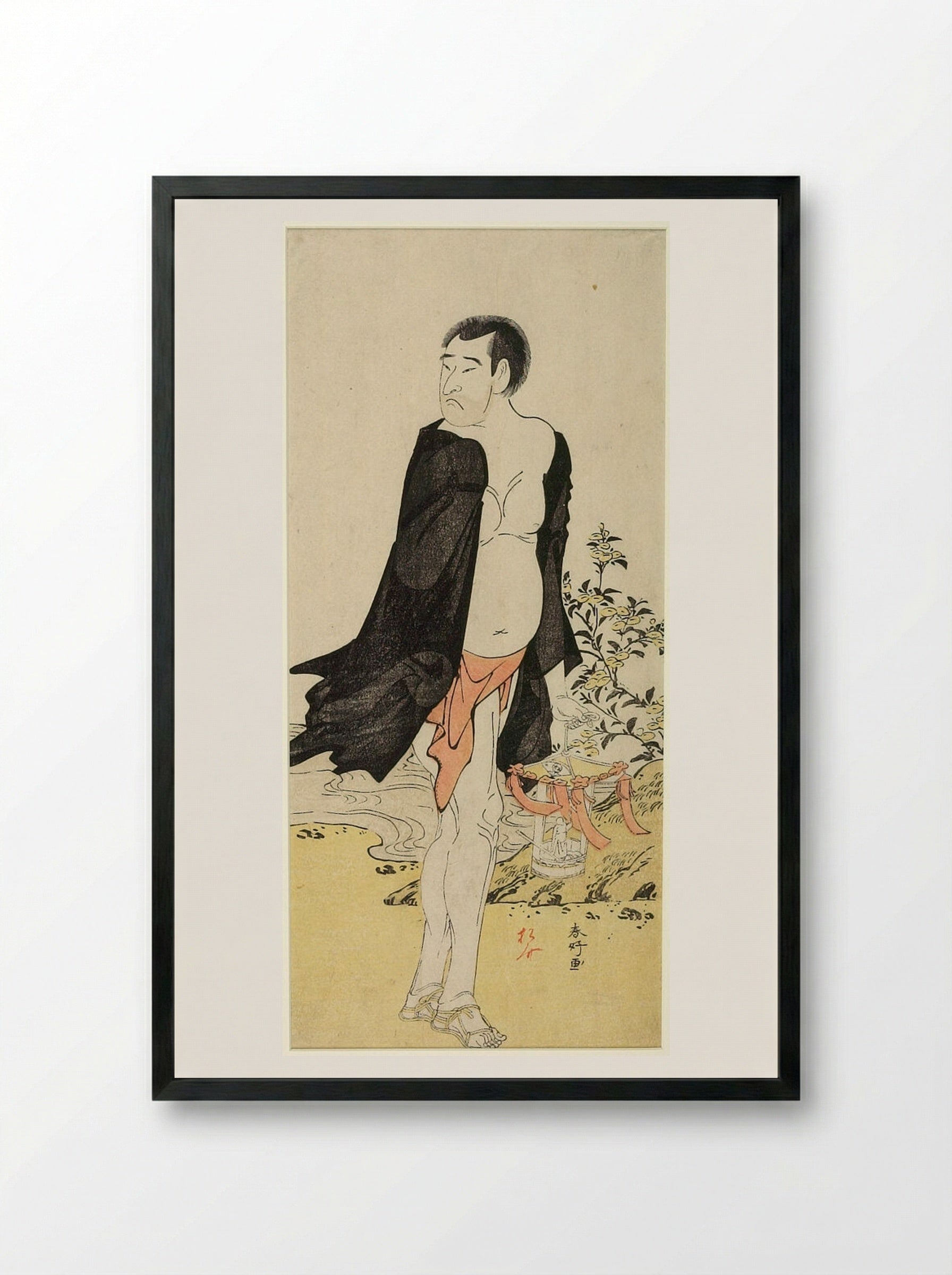 Actor Onoe Matsusuke as a Priest - Katsukawa Shunkō - Framed Print Black