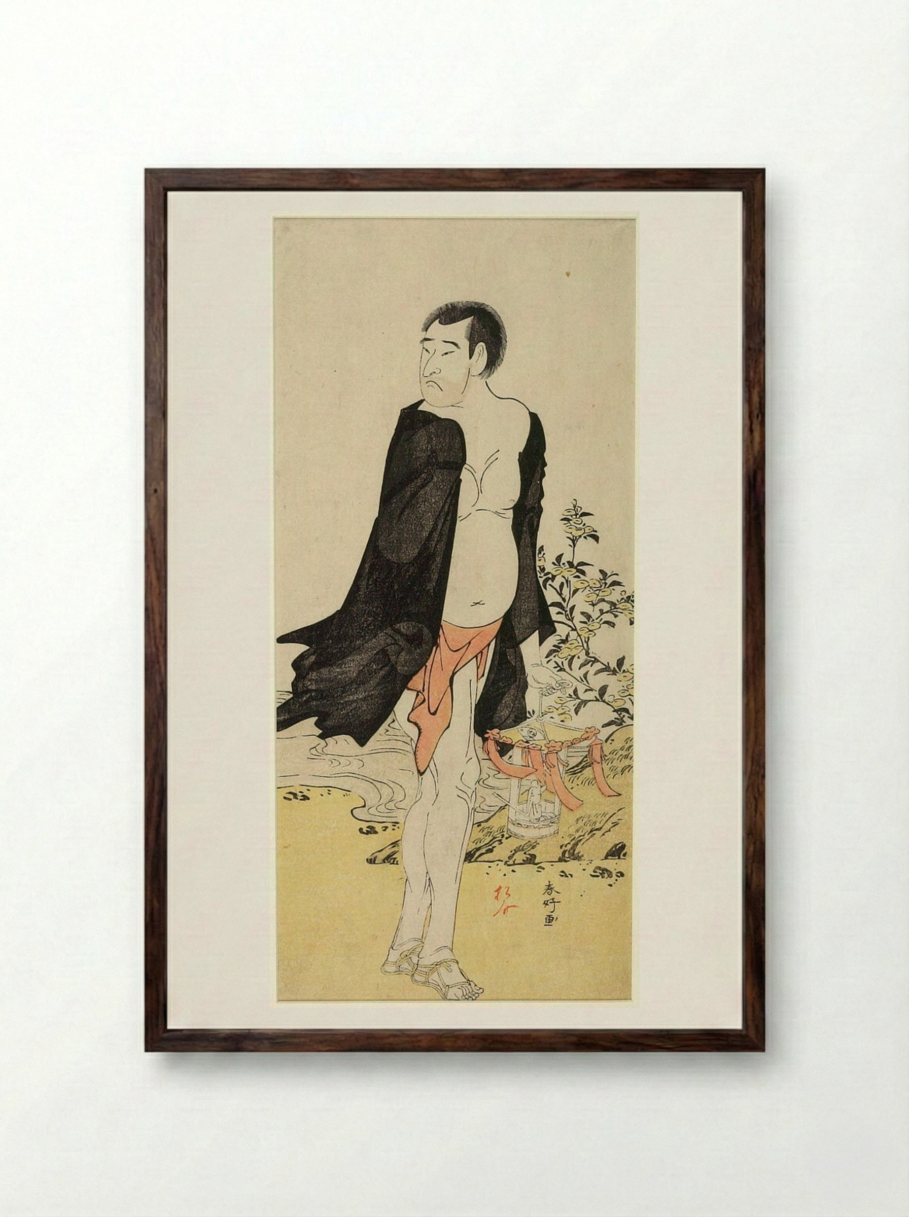 Actor Onoe Matsusuke as a Priest - Katsukawa Shunkō - Framed Print Dark Wood