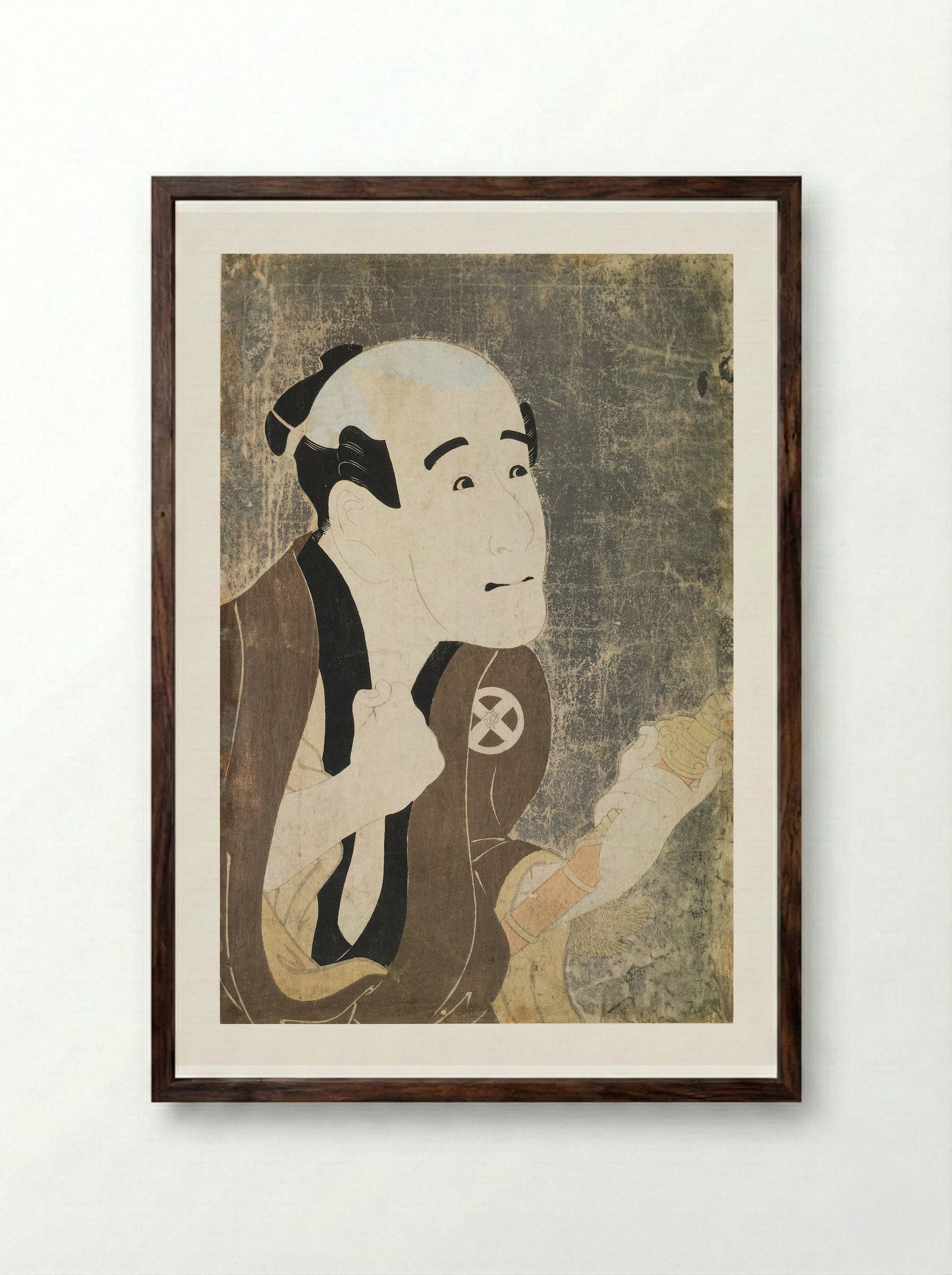 Actor Otani Tokuji as the Servant Sodesuke - Tōshūsai Sharaku - Framed Print Dark Wood