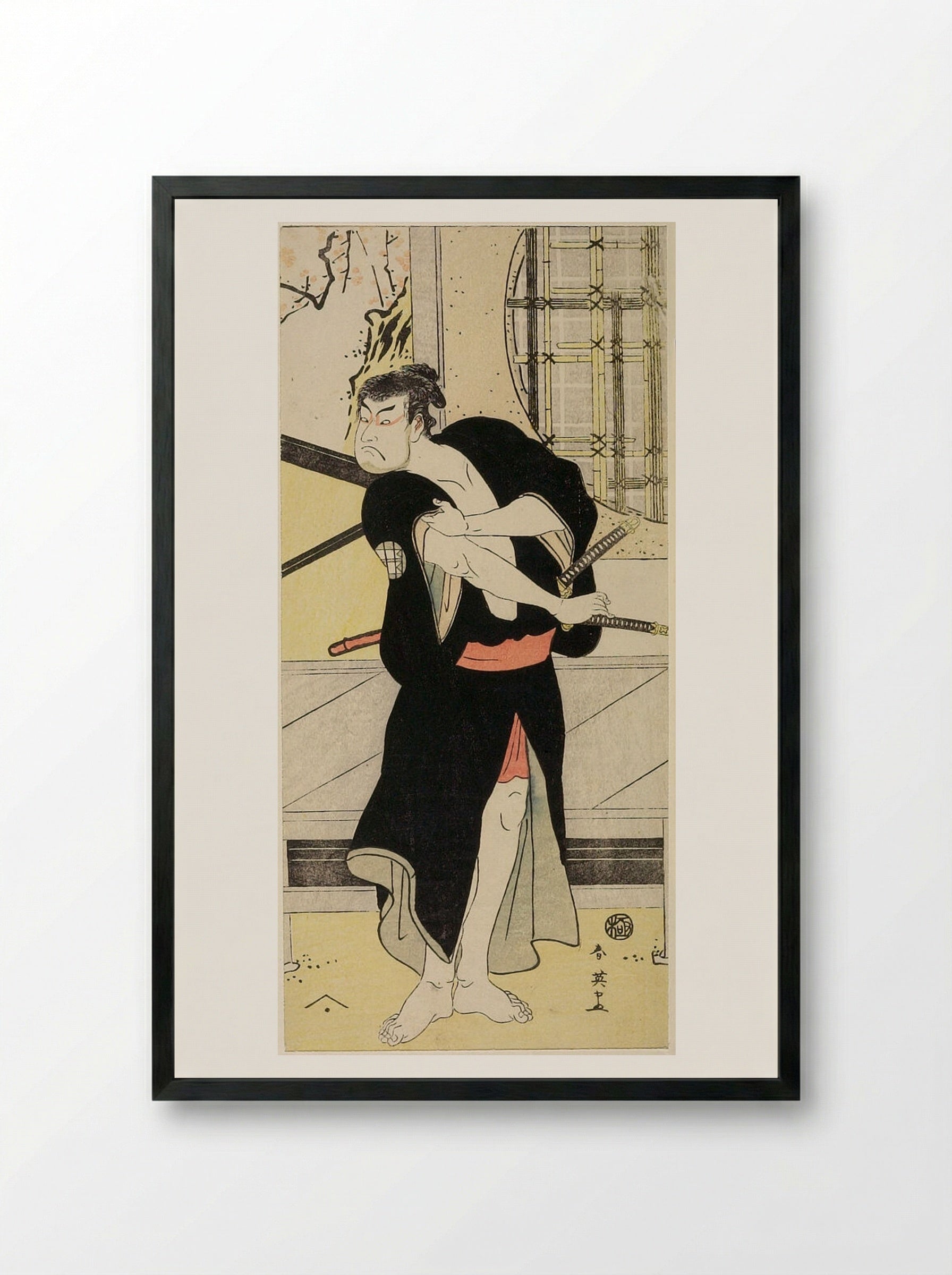 Actor Sakata Hangorō 3rd - Katsukawa Shun'ei - Framed Print Black