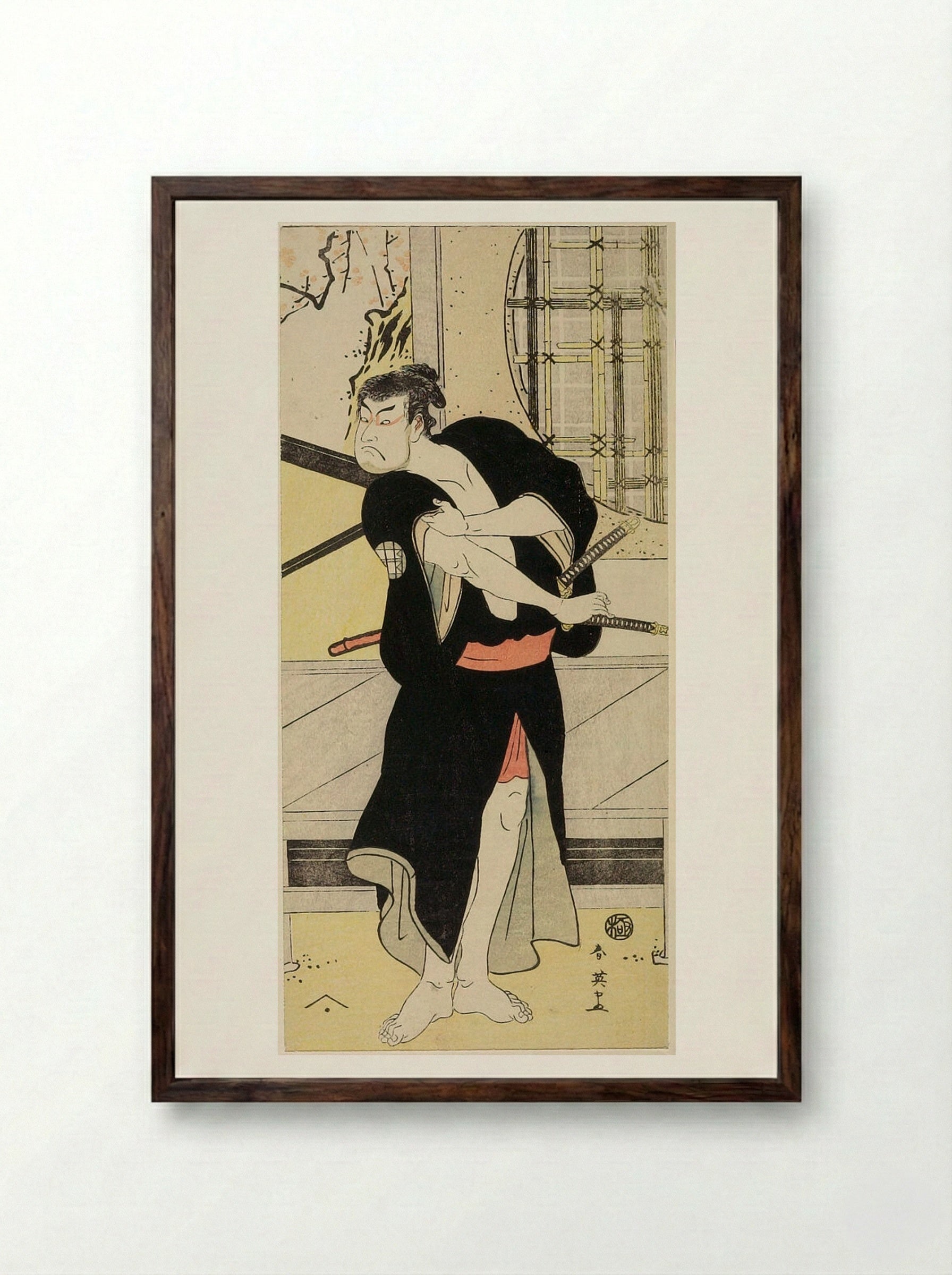 Actor Sakata Hangorō 3rd - Katsukawa Shun'ei - Framed Print Dark Wood