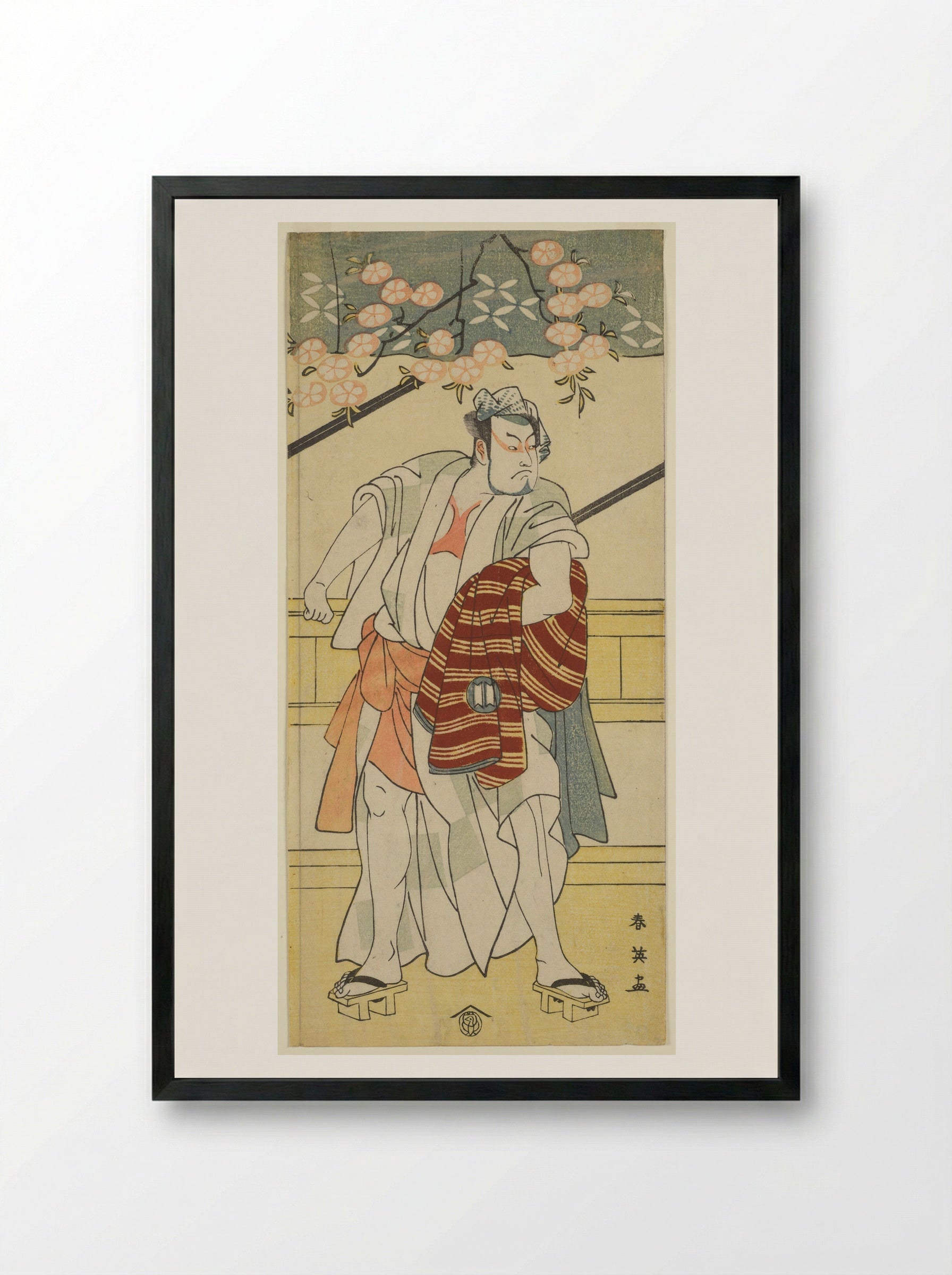 Actor Sakata Hangorō II in a Sukeroku Play - Katsukawa Shun'ei - Framed Print Black
