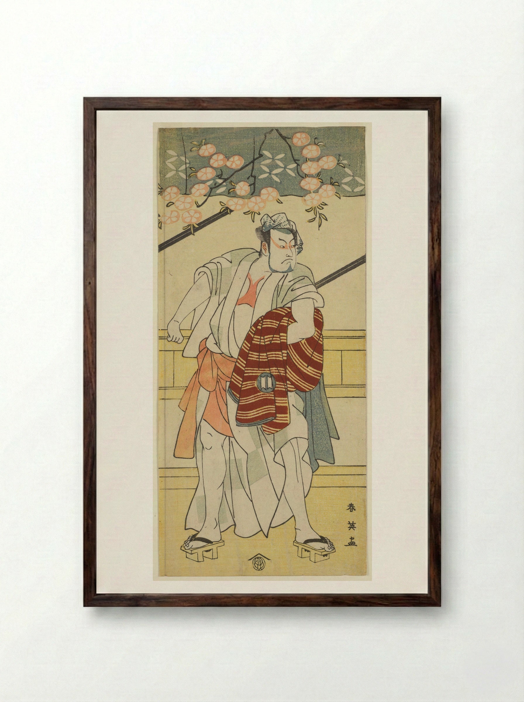 Actor Sakata Hangorō II in a Sukeroku Play - Katsukawa Shun'ei - Framed Print Dark Wood