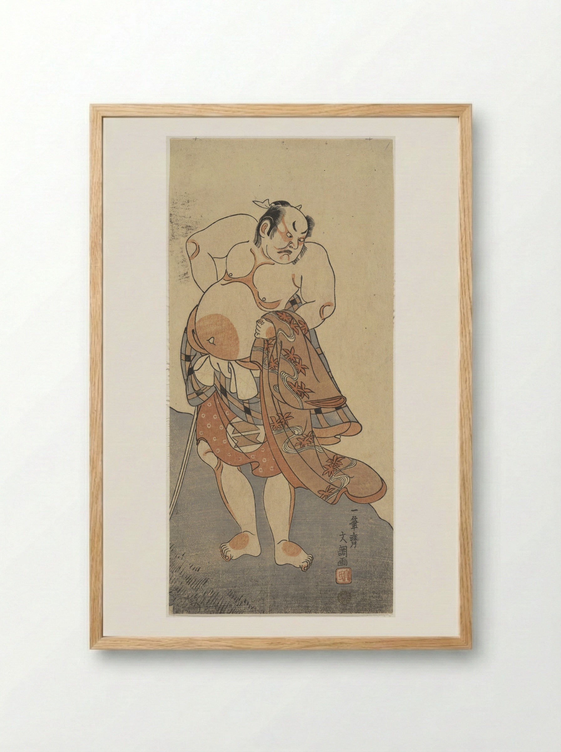Actor Sakata Hongoro II as a Wrestler in a Play - Ippitsusai Bunchō - Framed Print Wood