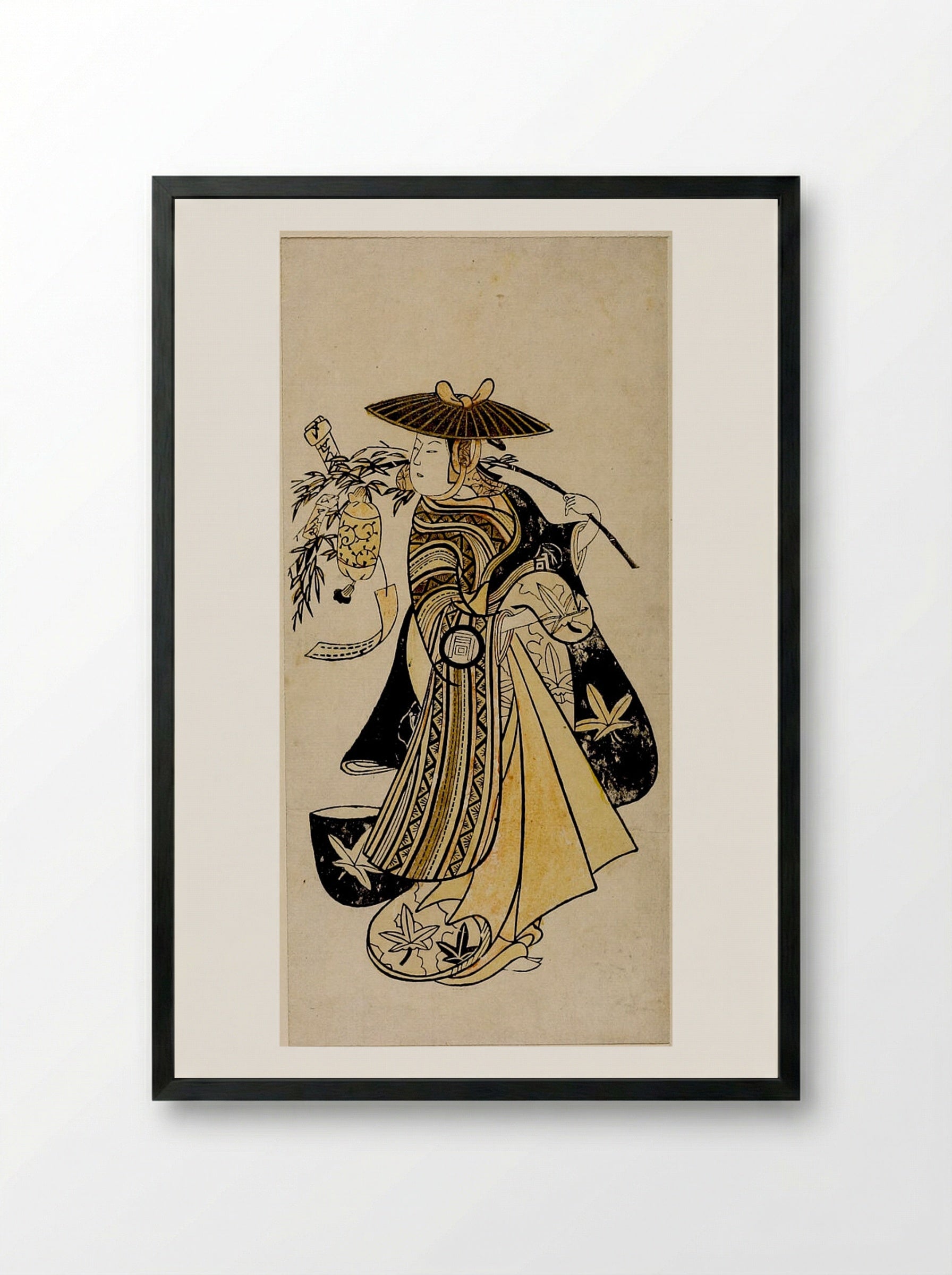 Actor Sanogawa Ichimatsu I - Nishimura Shigenaga - Framed Print Black