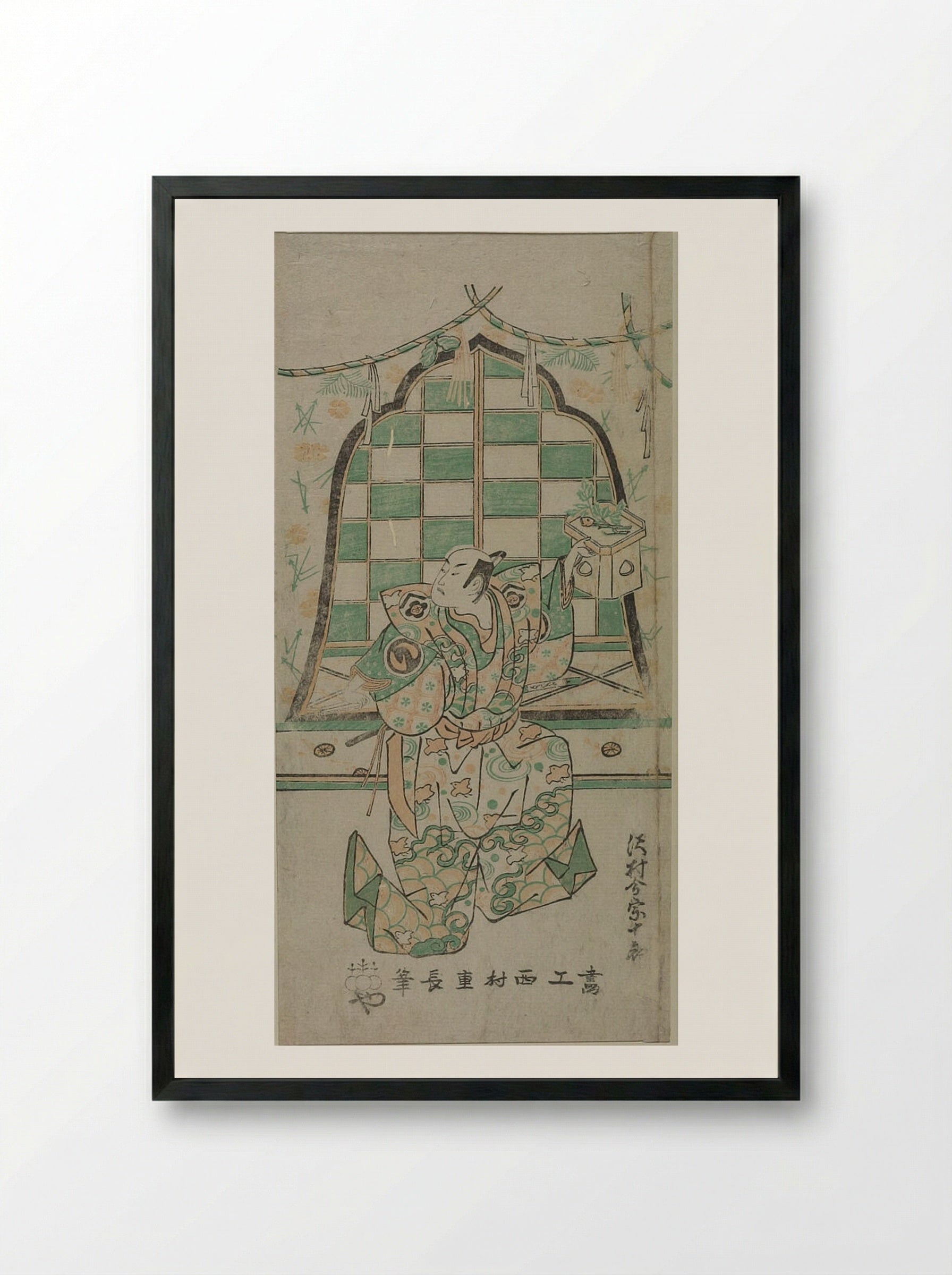Actor Sawamura Imazō I - Nishimura Shigenaga - Framed Print Black