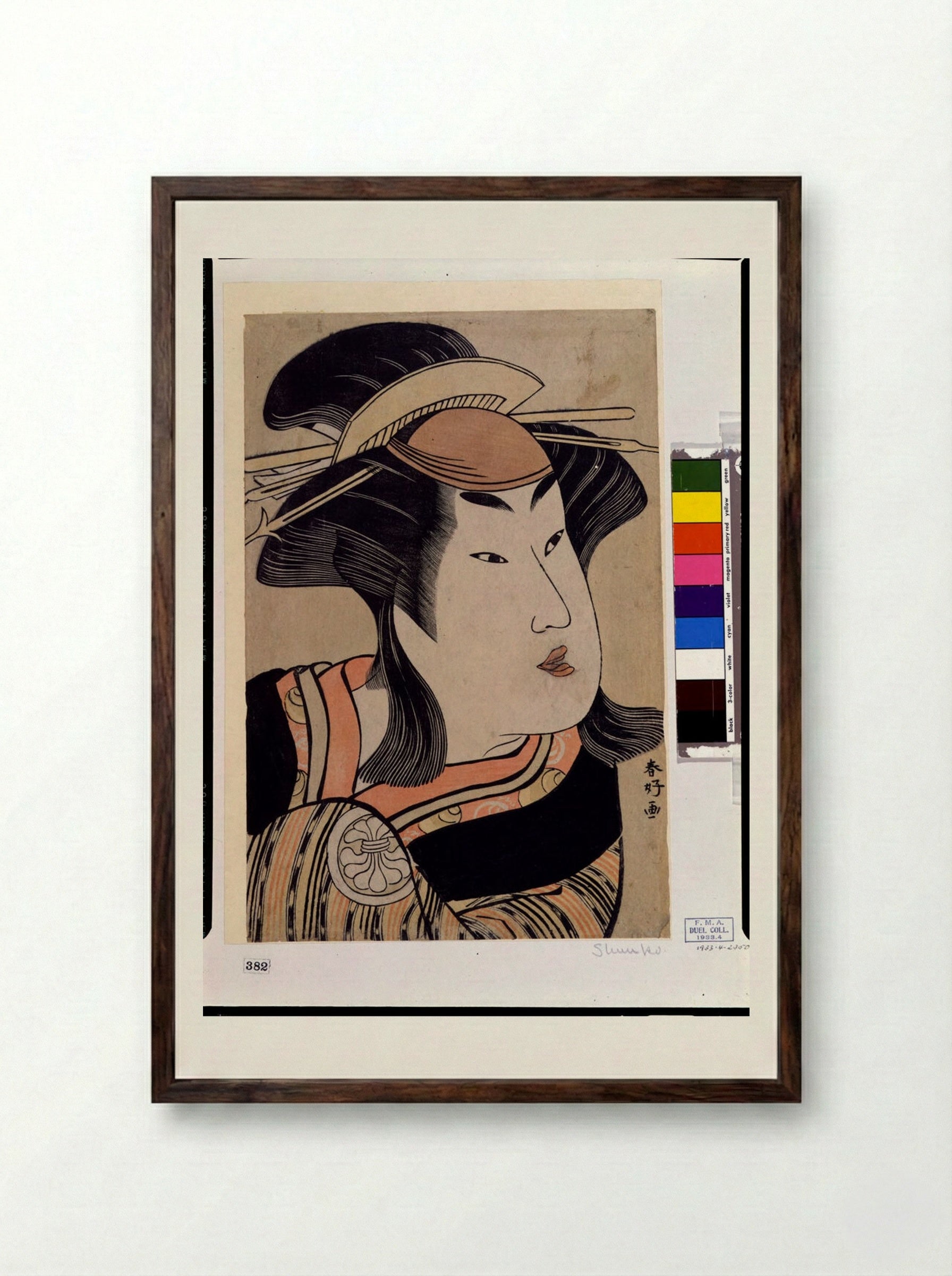 Actor Segawa Kikujirō as a Woman - Katsukawa Shunkō - Framed Print Dark Wood