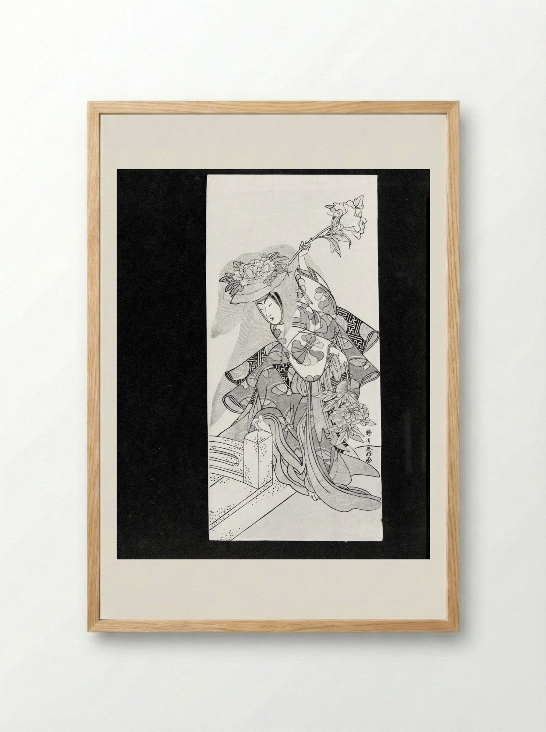 Actor Segawa Kikunojō 3rd as a Shakkyo Dancer - Katsukawa Shunkō - Framed Print Wood