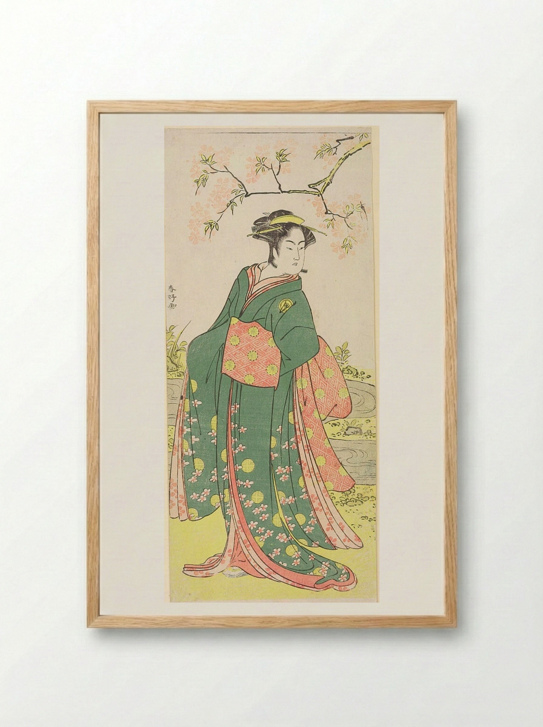 Actor Tamazawa Saijiro as a Woman - Katsukawa Shunkō - Framed Print Wood