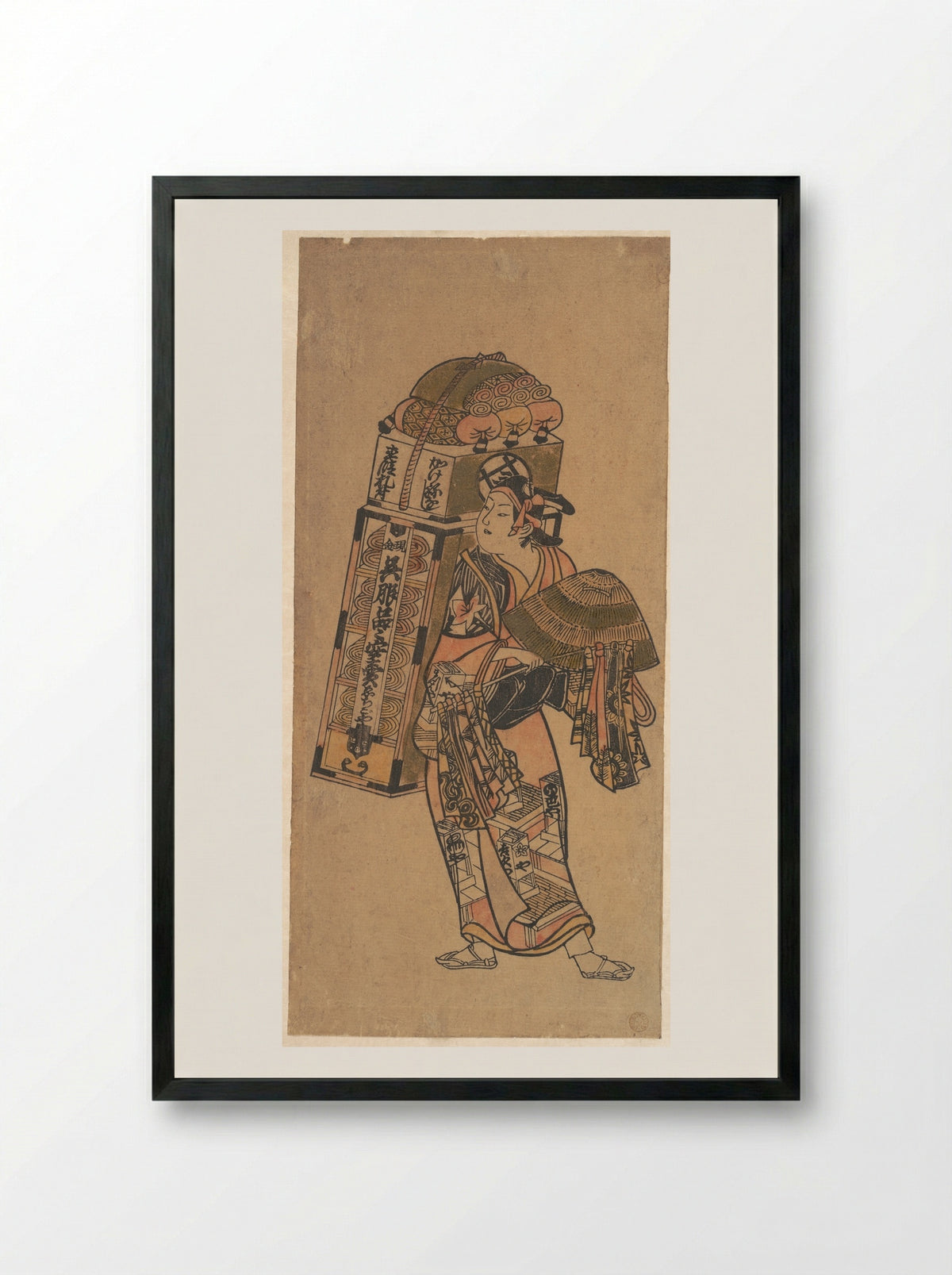 Actor as a Peddler of Dry Goods - Okumura Toshinobu - Framed Print Black