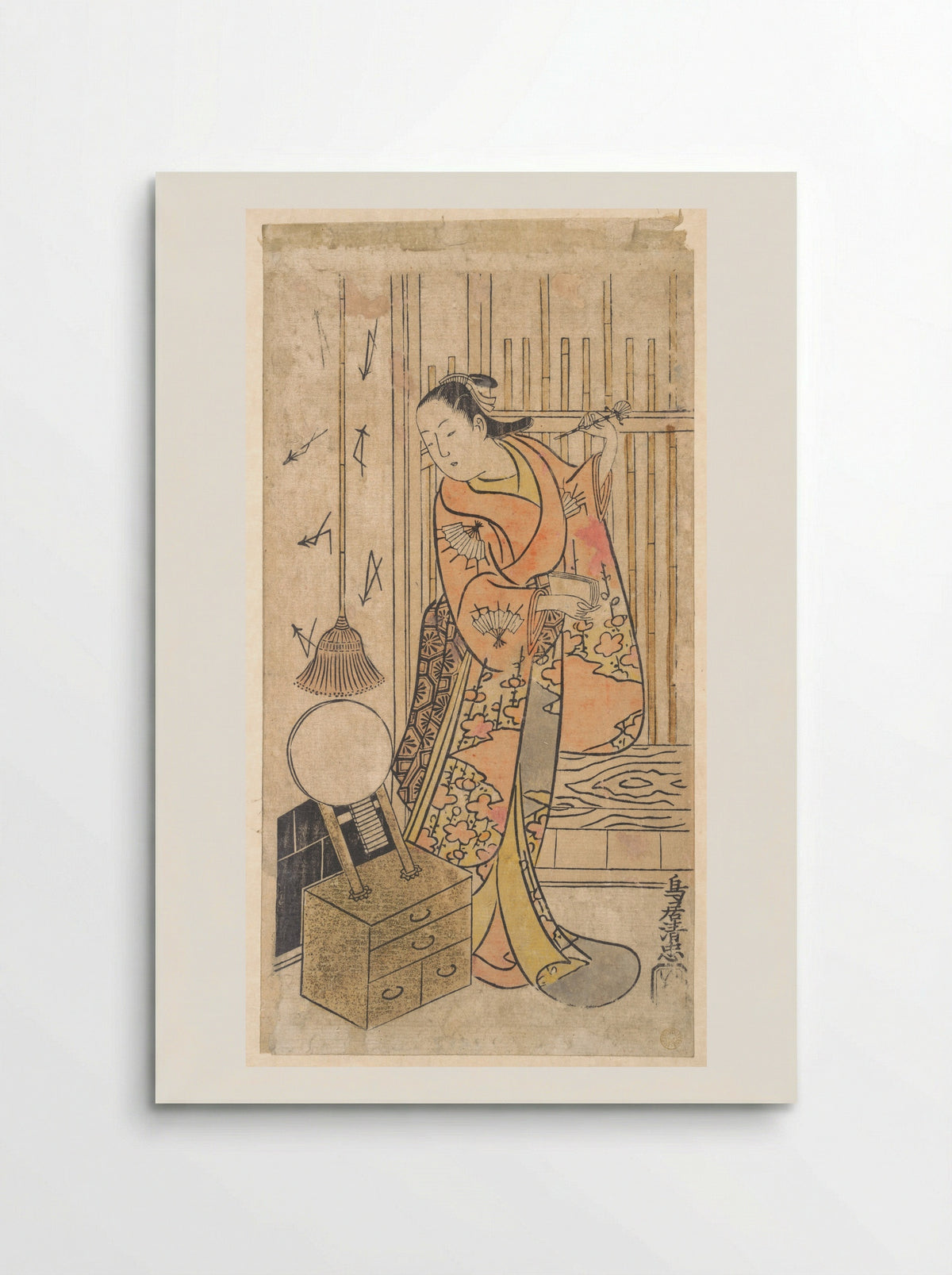 Actor as a Woman Standing by a Mirror Stand - Torii Kiyotada - Poster