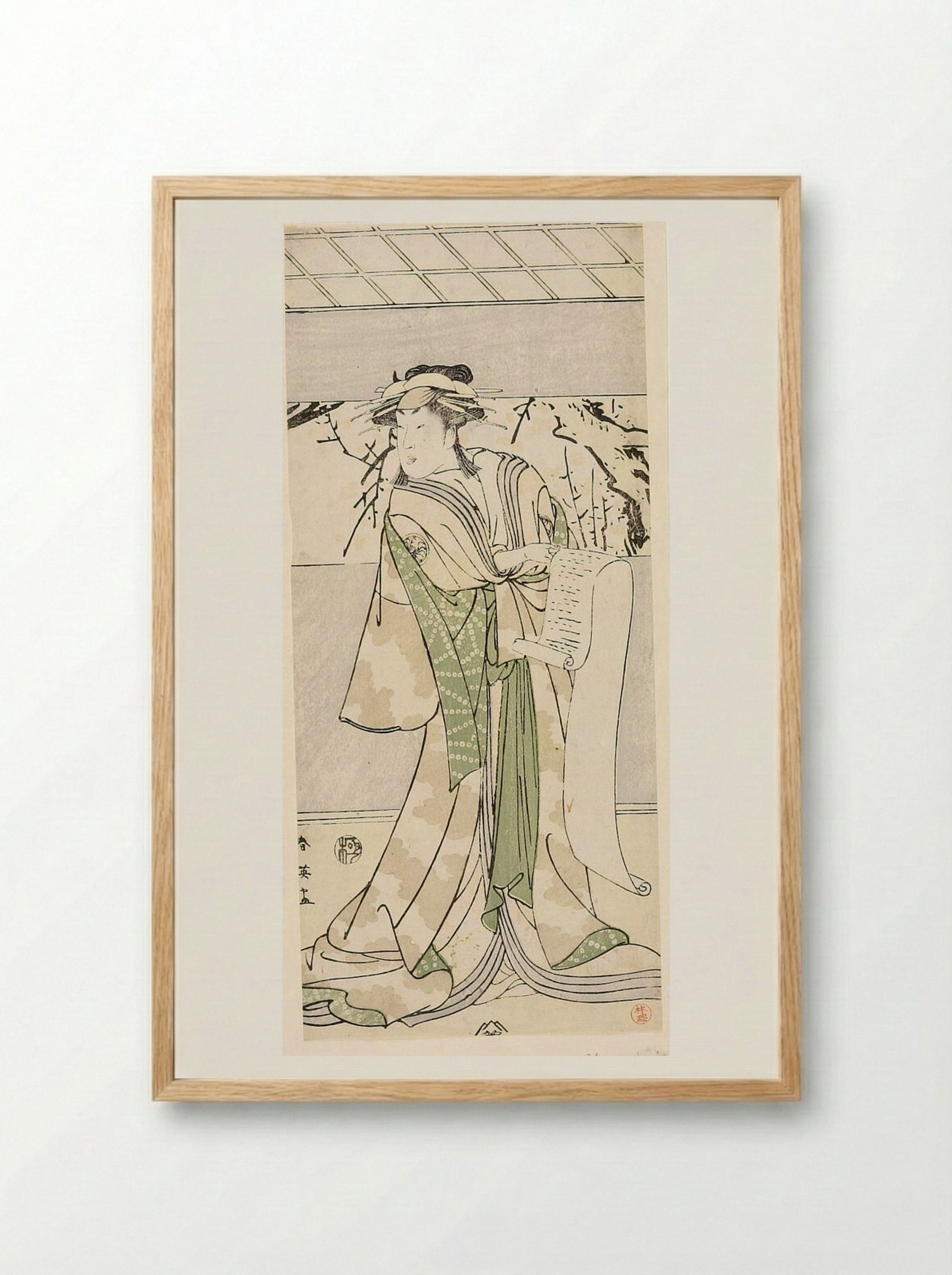 Actor with a Letter - Katsukawa Shun'ei - Framed Print Wood