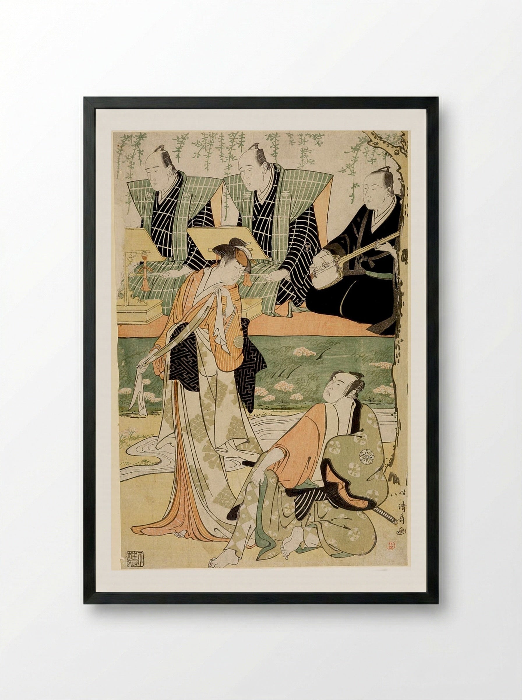 Actors Mimaru Tomijirō and Matsumoto Kōshirō 1st - Torii Kiyonaga - Framed Print Black