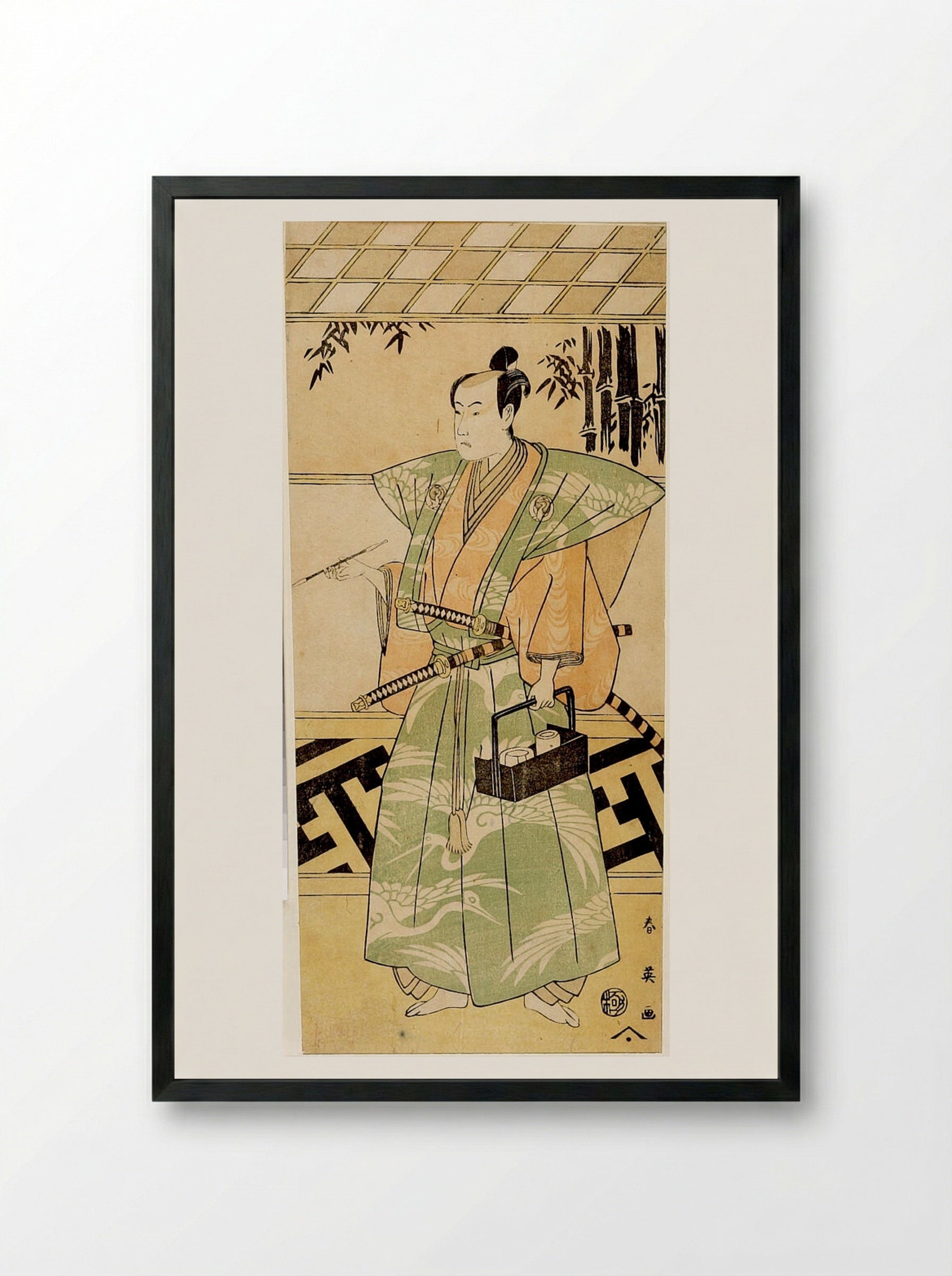 Actors Nakamura Noshio and Possibly Bandô Hikosaburô III - Katsukawa Shun'ei - Framed Print Black