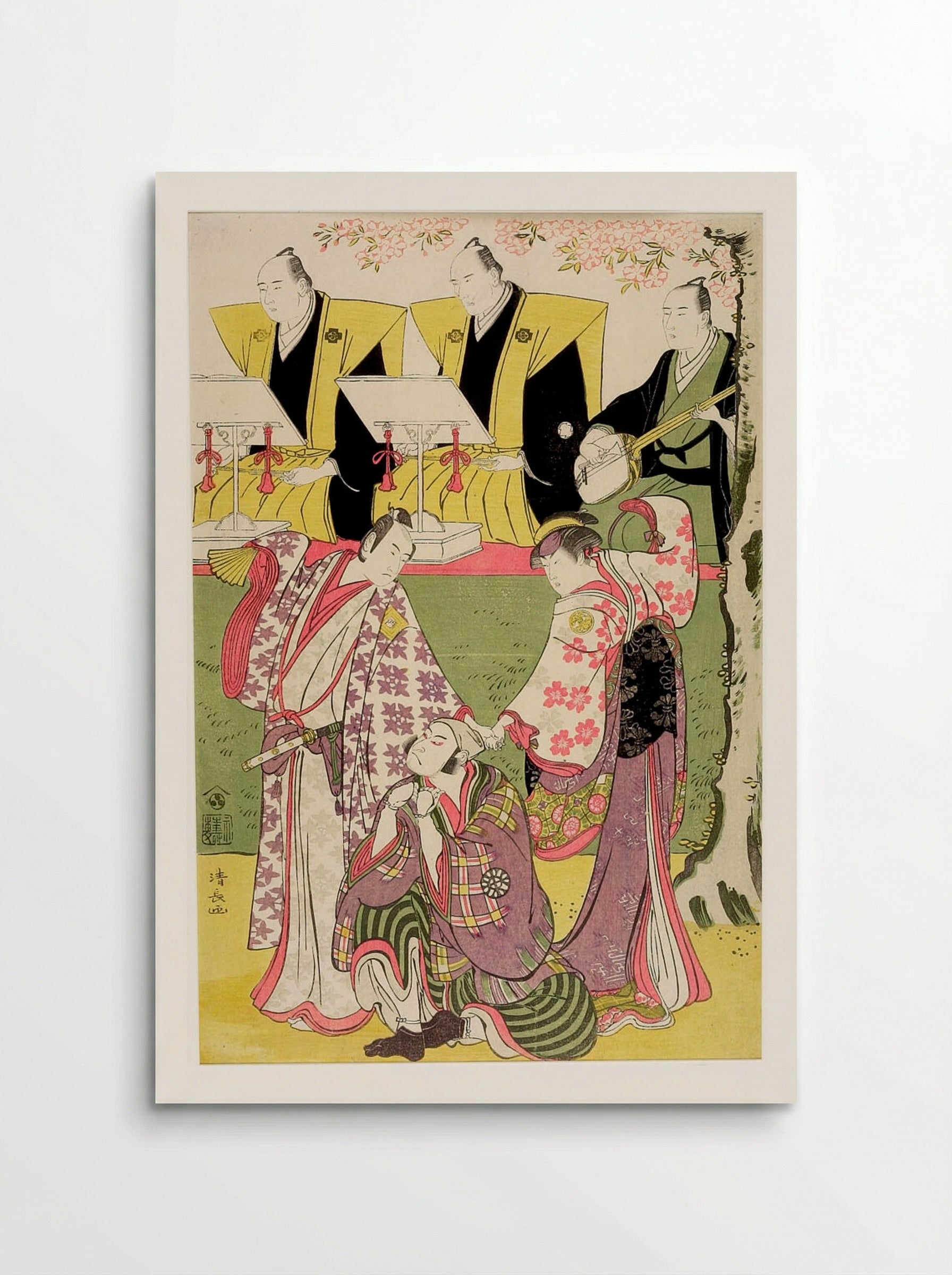Actors Segawa Kikunojō as a Woman with Ichikawa Monnosuke and Nakamura Denkurō 2nd - Torii Kiyonaga - Poster