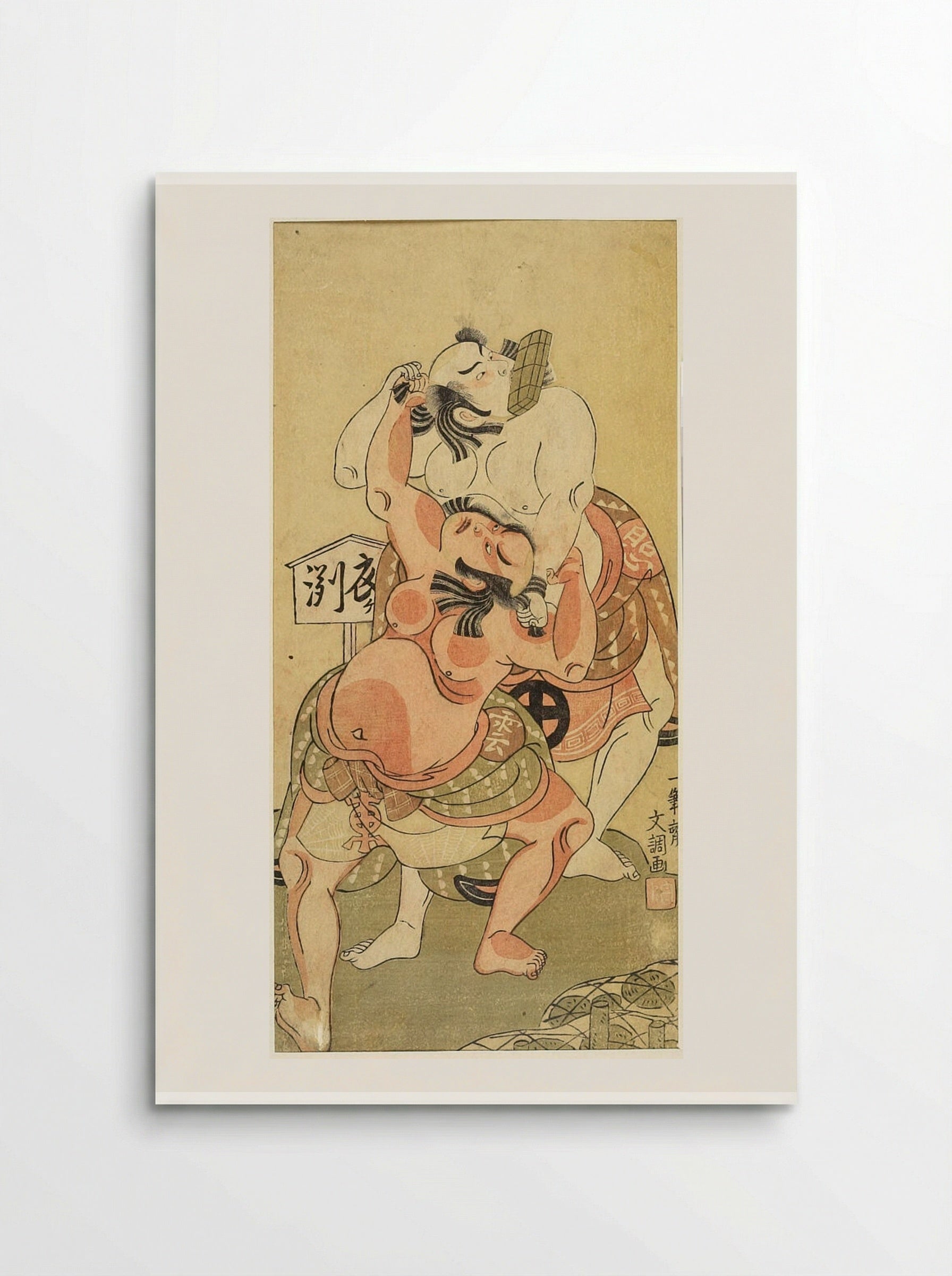Actors Ōtani Hiroji and Bandō Sanpachi as Wrestlers - Ippitsusai Bunchō - Poster