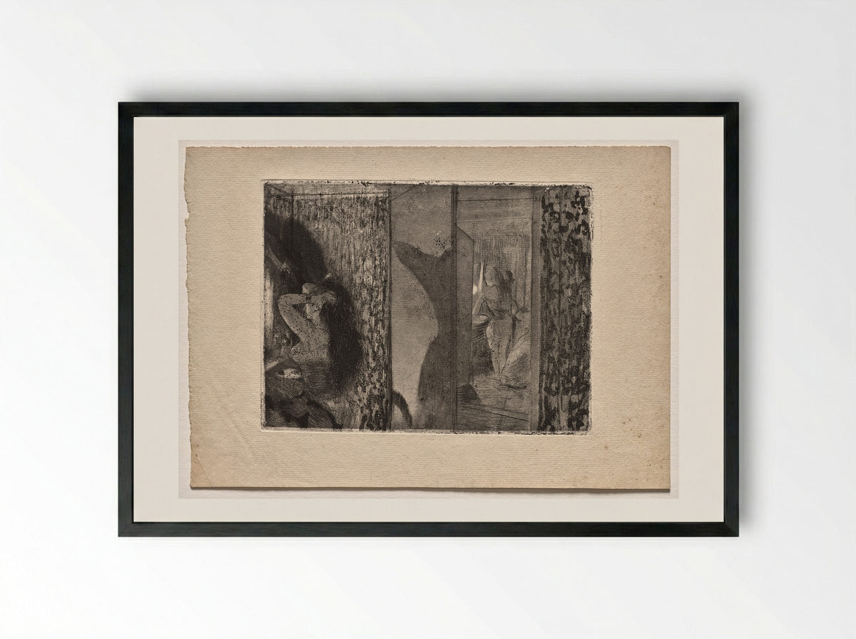 Actresses in Their Dressing Rooms - Edgar Degas - Framed Print Black