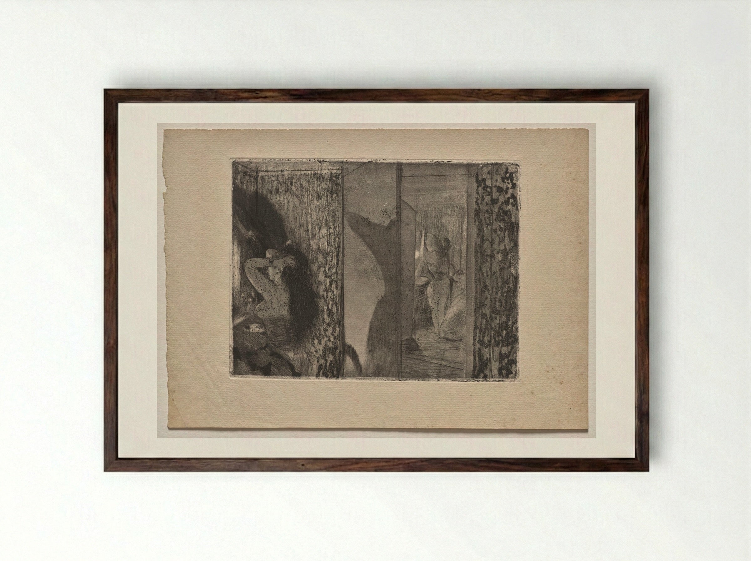 Actresses in Their Dressing Rooms - Edgar Degas - Framed Print Dark Wood