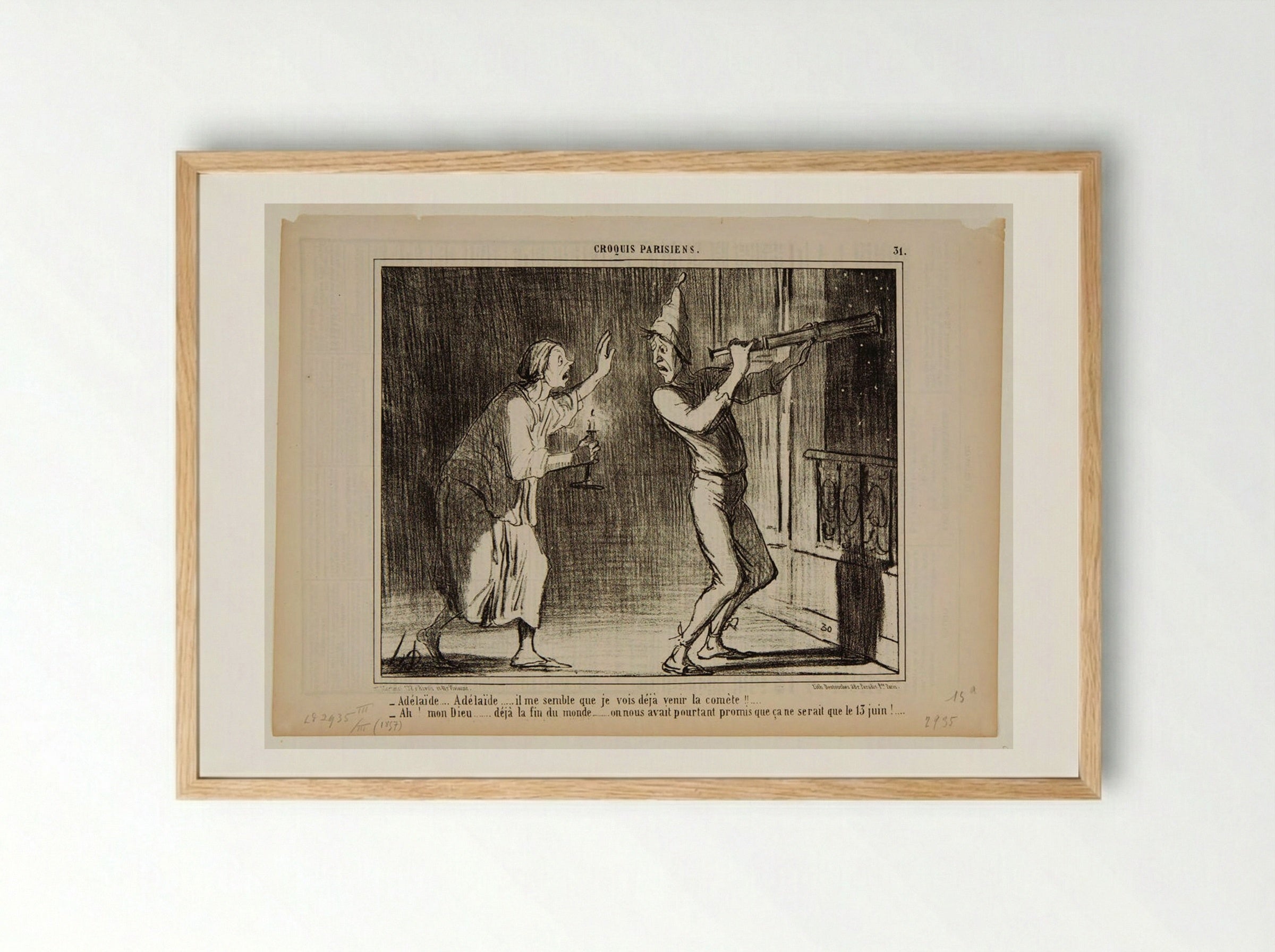 Adélaide... Adélaide... il me semble que je vois déjà venir la comète!!... - Honoré-Victorin Daumier - Framed Print Wood