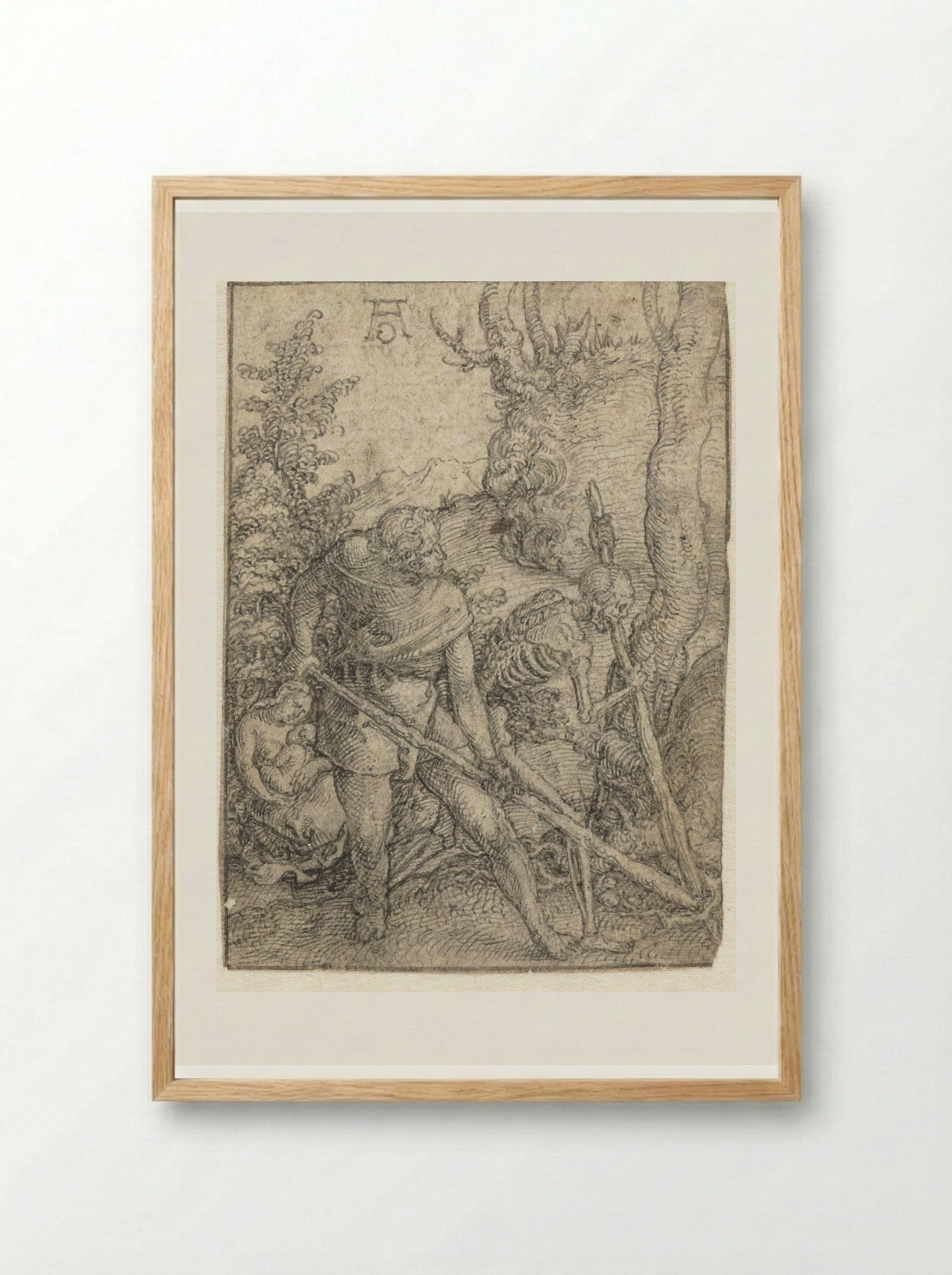 Adam and Death Ploughing the Earth - Heinrich Aldegrever - Framed Print Wood