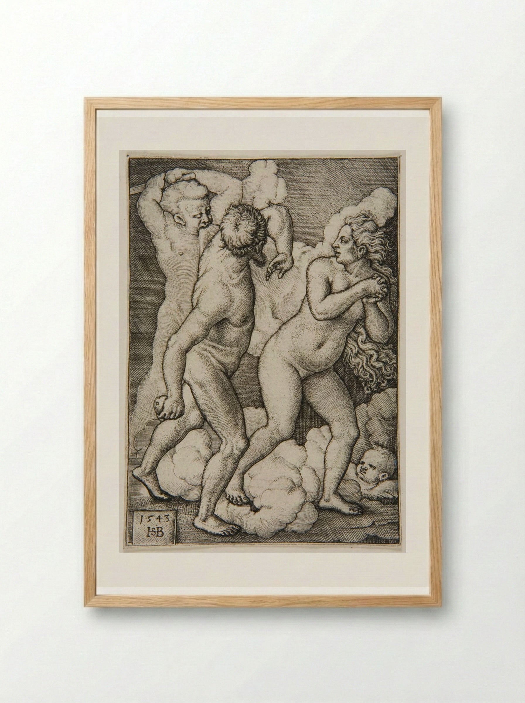 Adam and Eve Driven from Paradise - Sebald Beham - Framed Print Wood