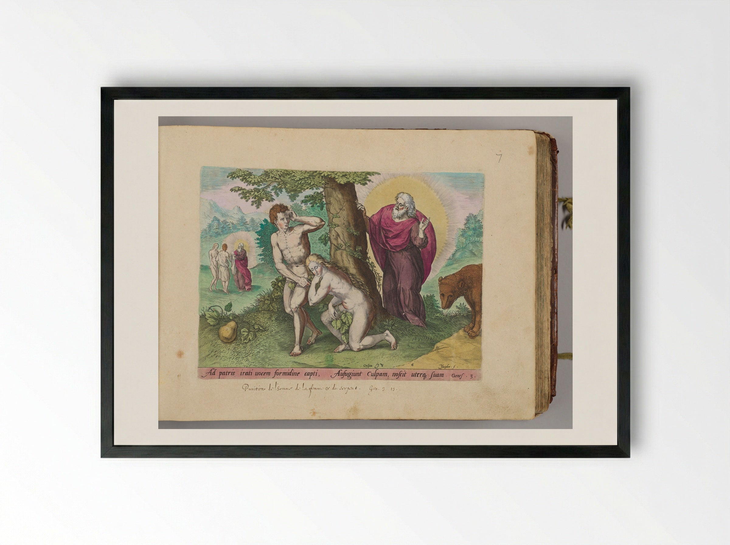 Adam and Eve Hiding Themselves - Johann Sadeler I - Framed Print Black