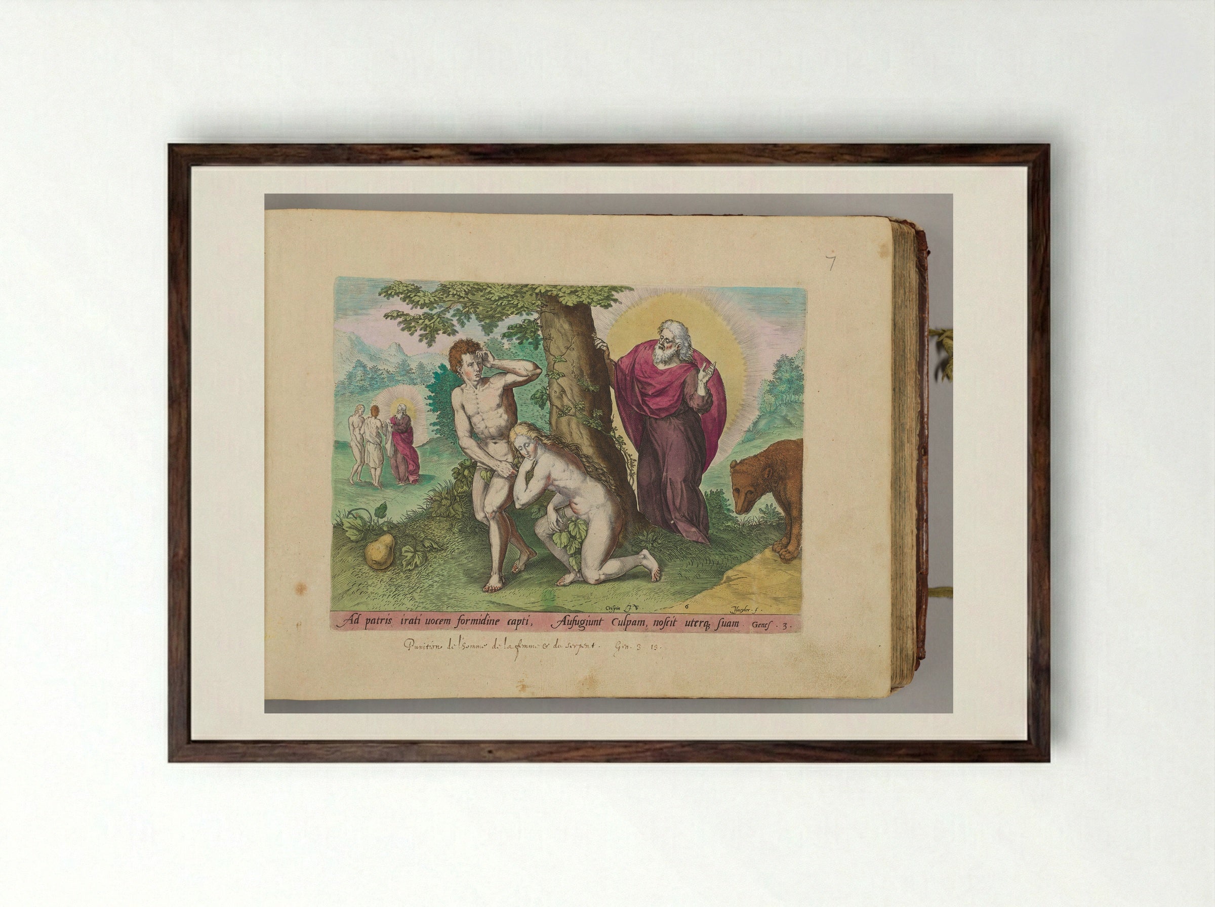 Adam and Eve Hiding Themselves - Johann Sadeler I - Framed Print Dark Wood