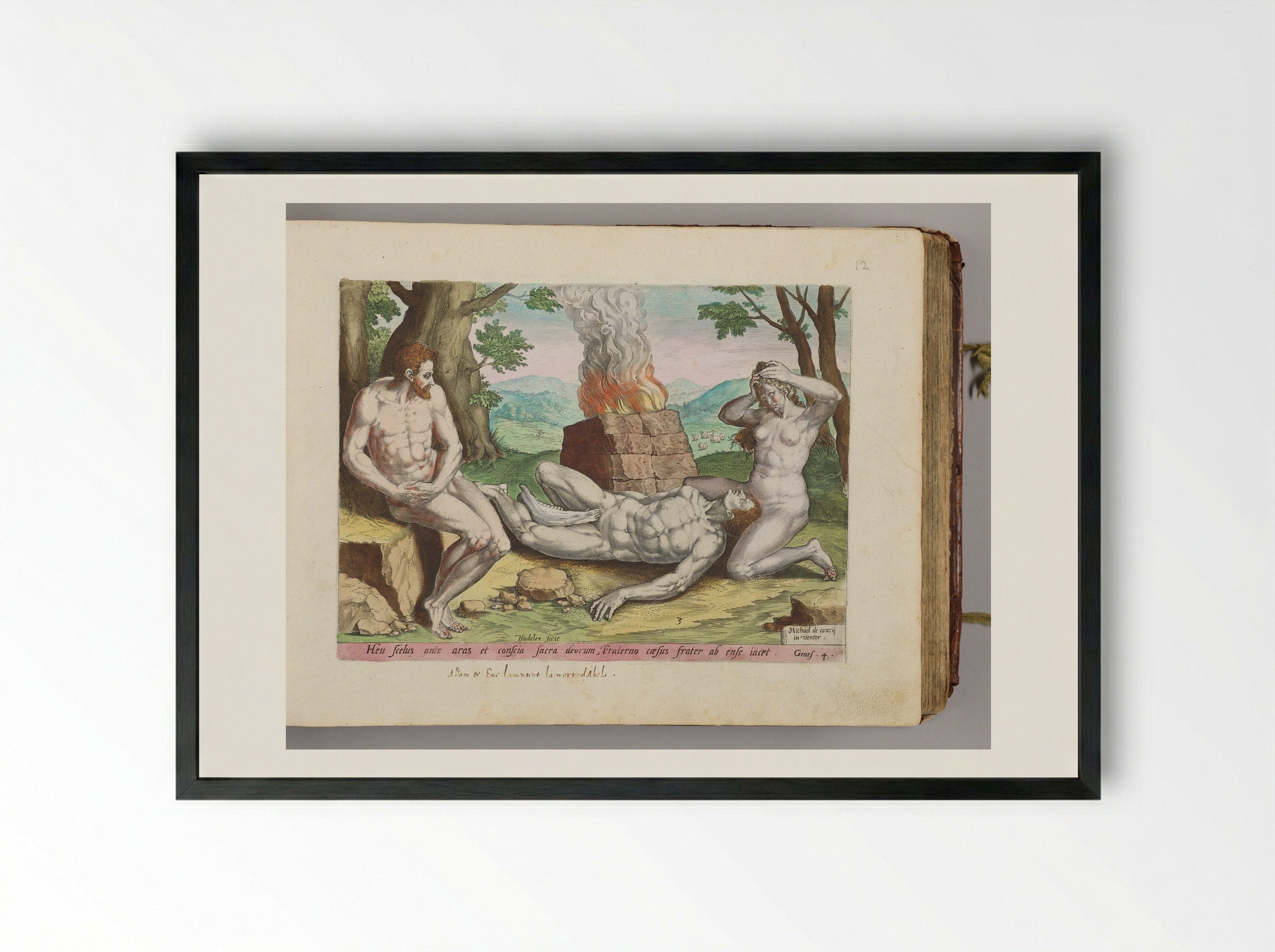 Adam and Eve Mourning Abel's Death - Johann Sadeler I - Framed Print Black