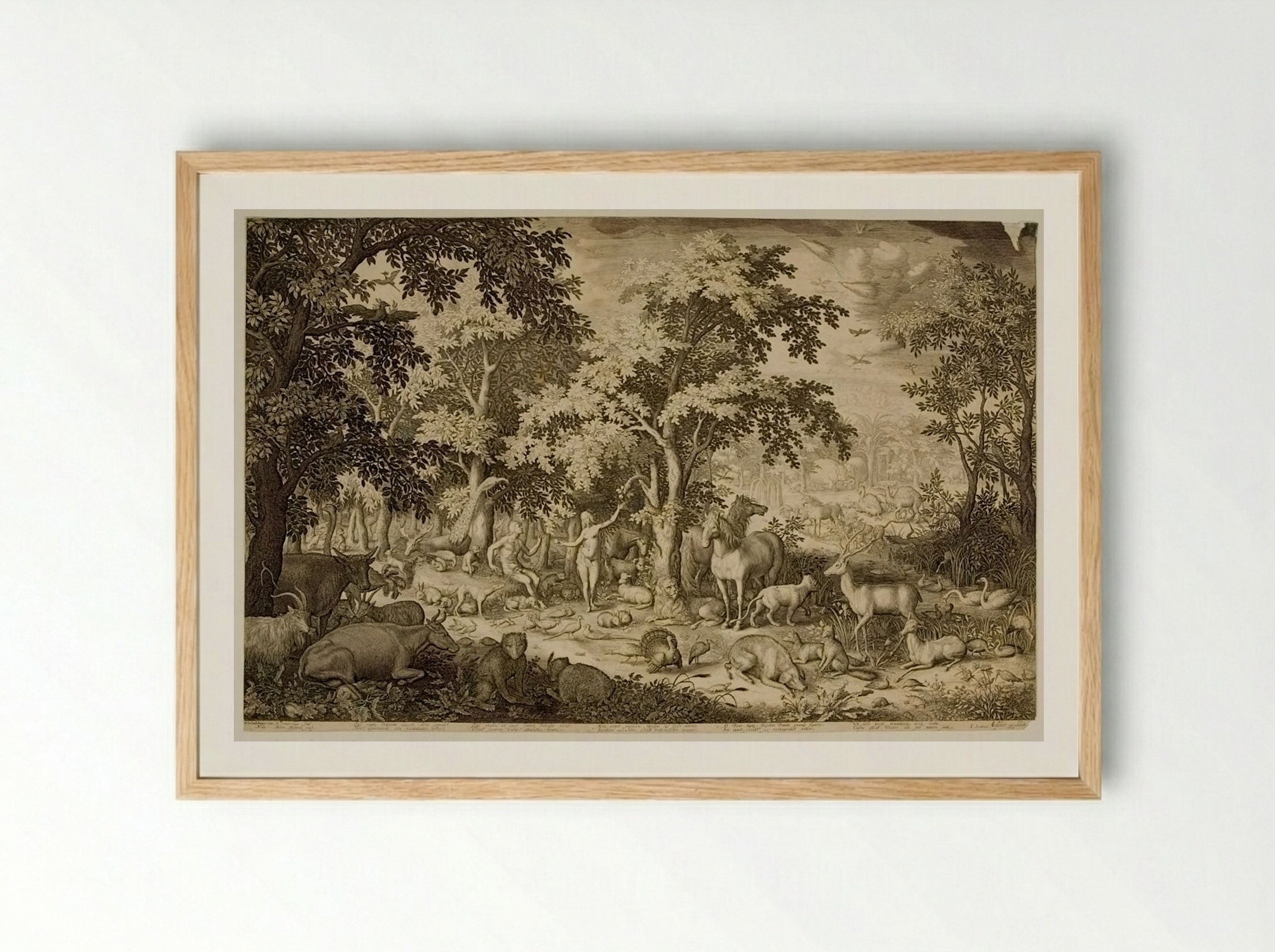 Adam and Eve in the Garden of Eden - Boetius Adamsz. Bolswert - Framed Print Wood