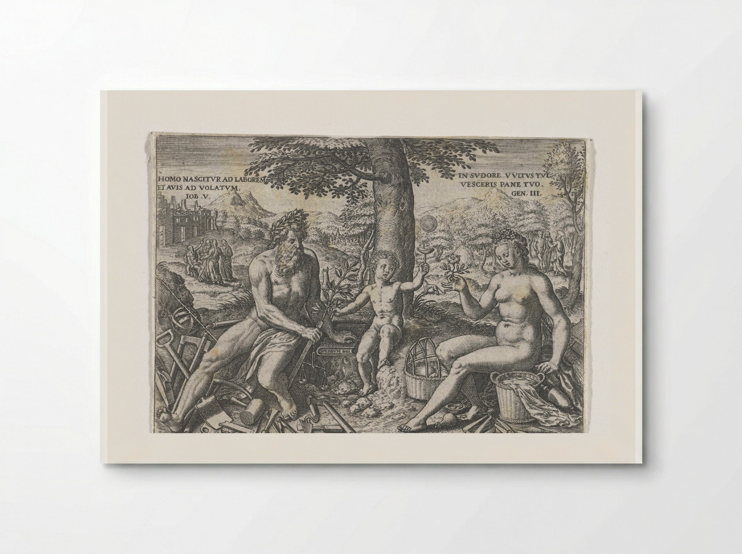 Adam and Eve with the Infant Cain - Theodor de Bry - Poster