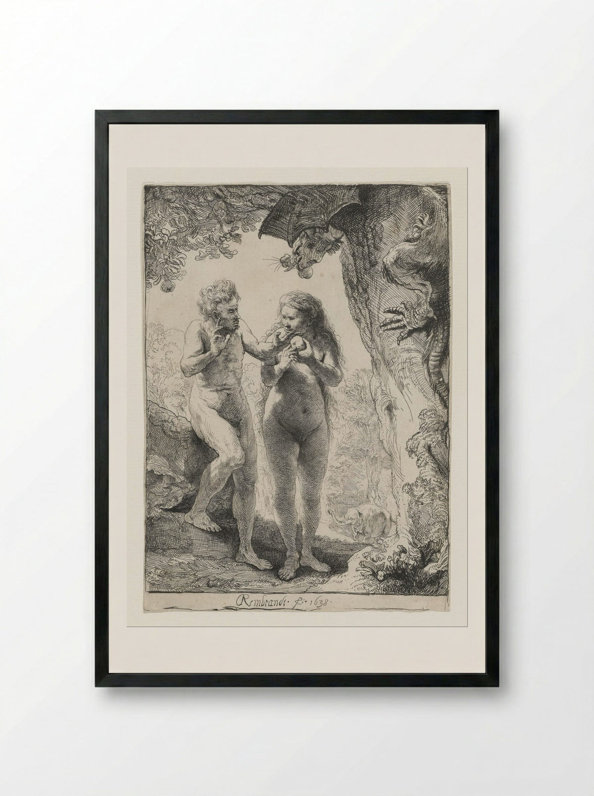 Adam and Eve - Rembrandt Harmensz. van Rijn - Framed Print Black