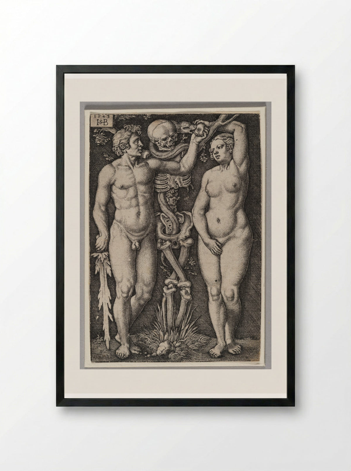 Adam and Eve - Sebald Beham - Framed Print Black