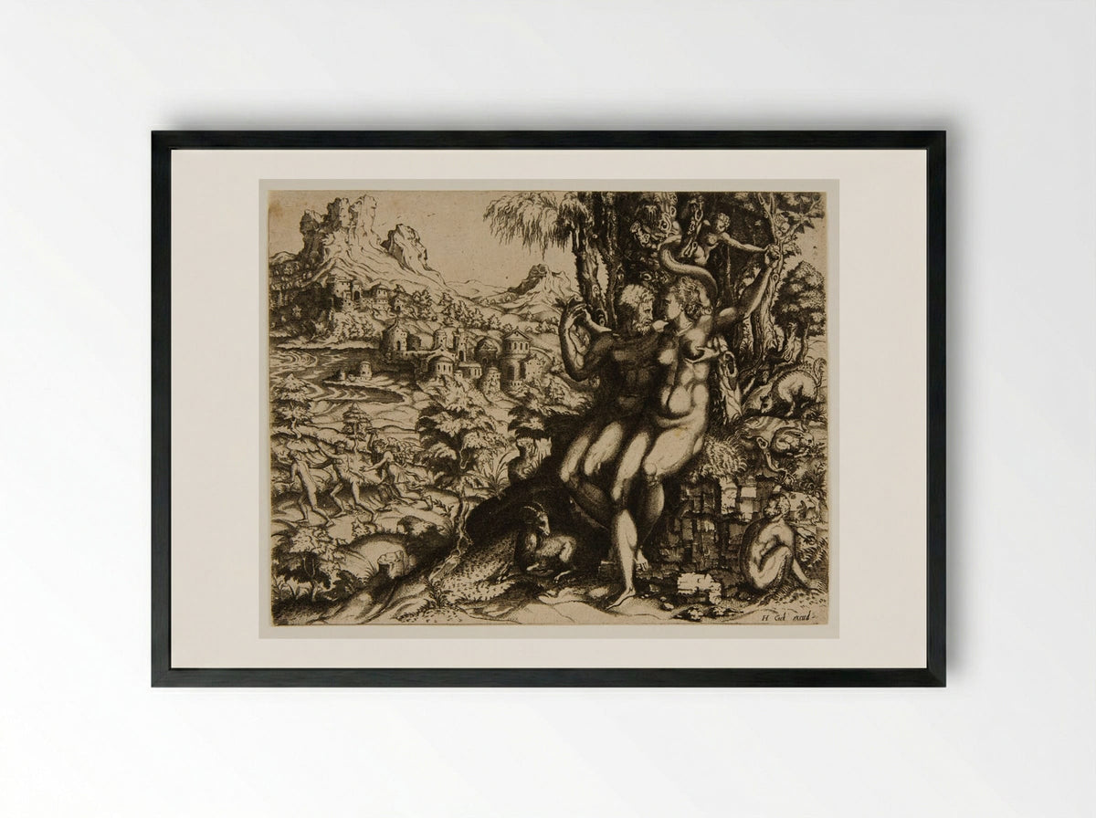 Adam and Eve - Giulio Bonasone - Framed Print Black