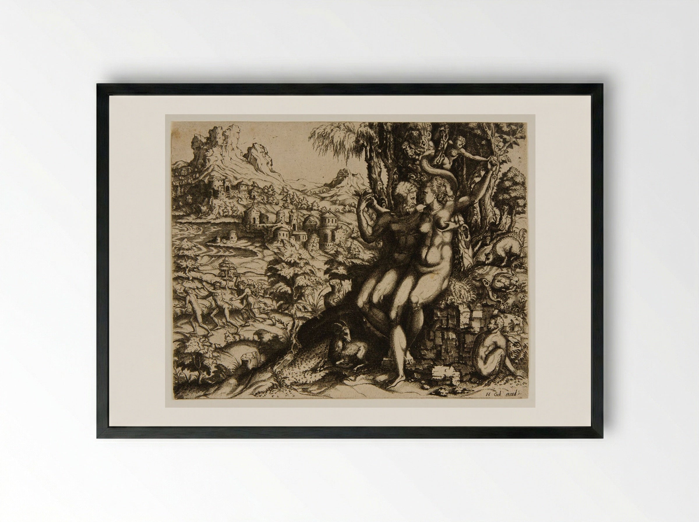 Adam and Eve - Giulio Bonasone - Framed Print Black