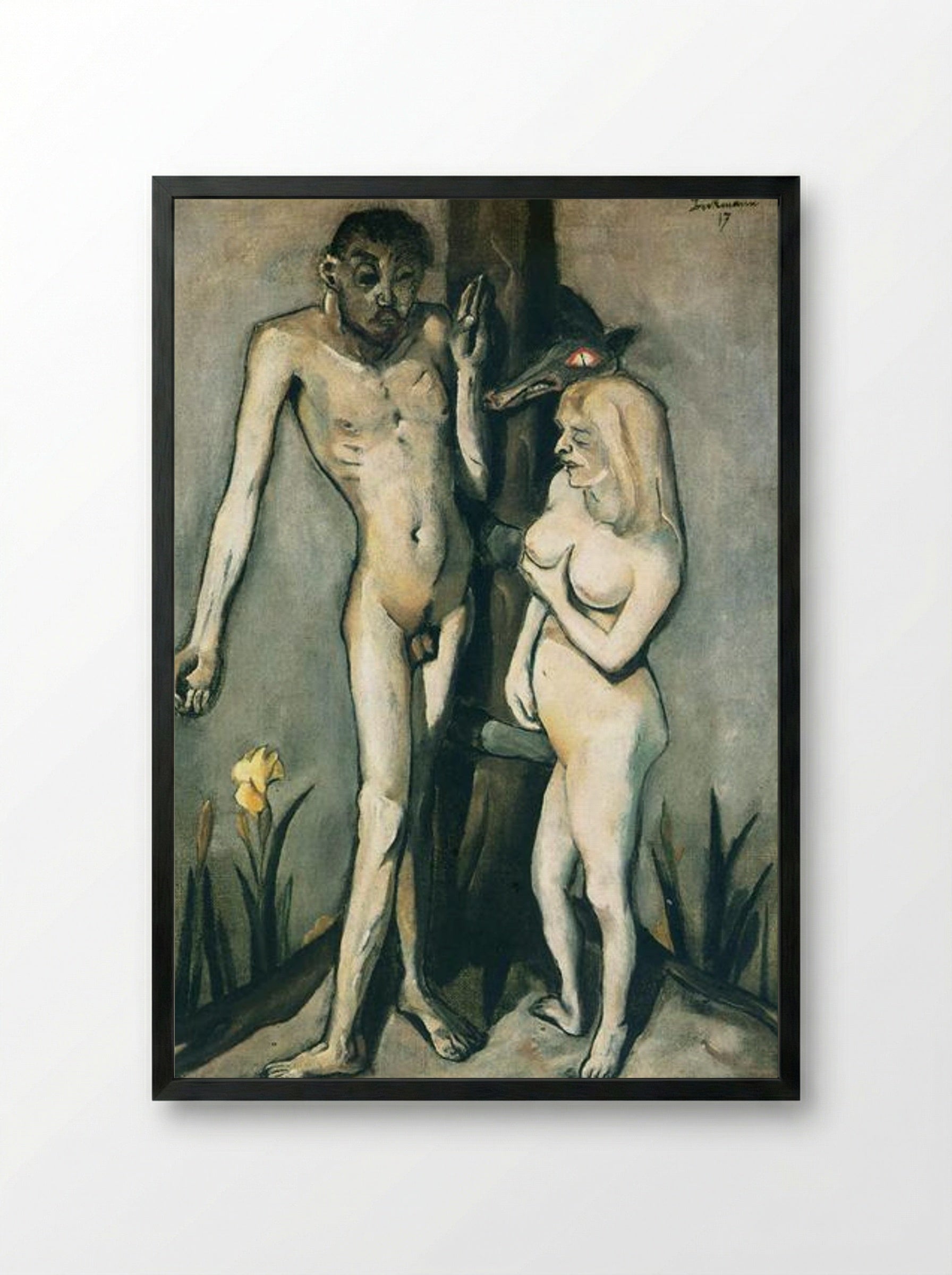 Adam and Eve - Max Beckmann - Framed Print Black
