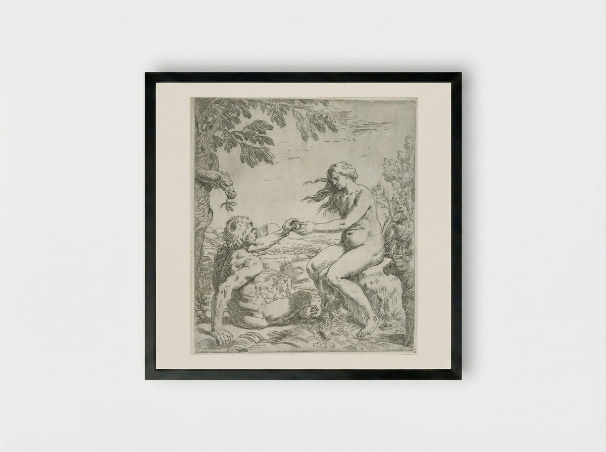Adam and Eve - Simone Cantarini - Framed Print Black