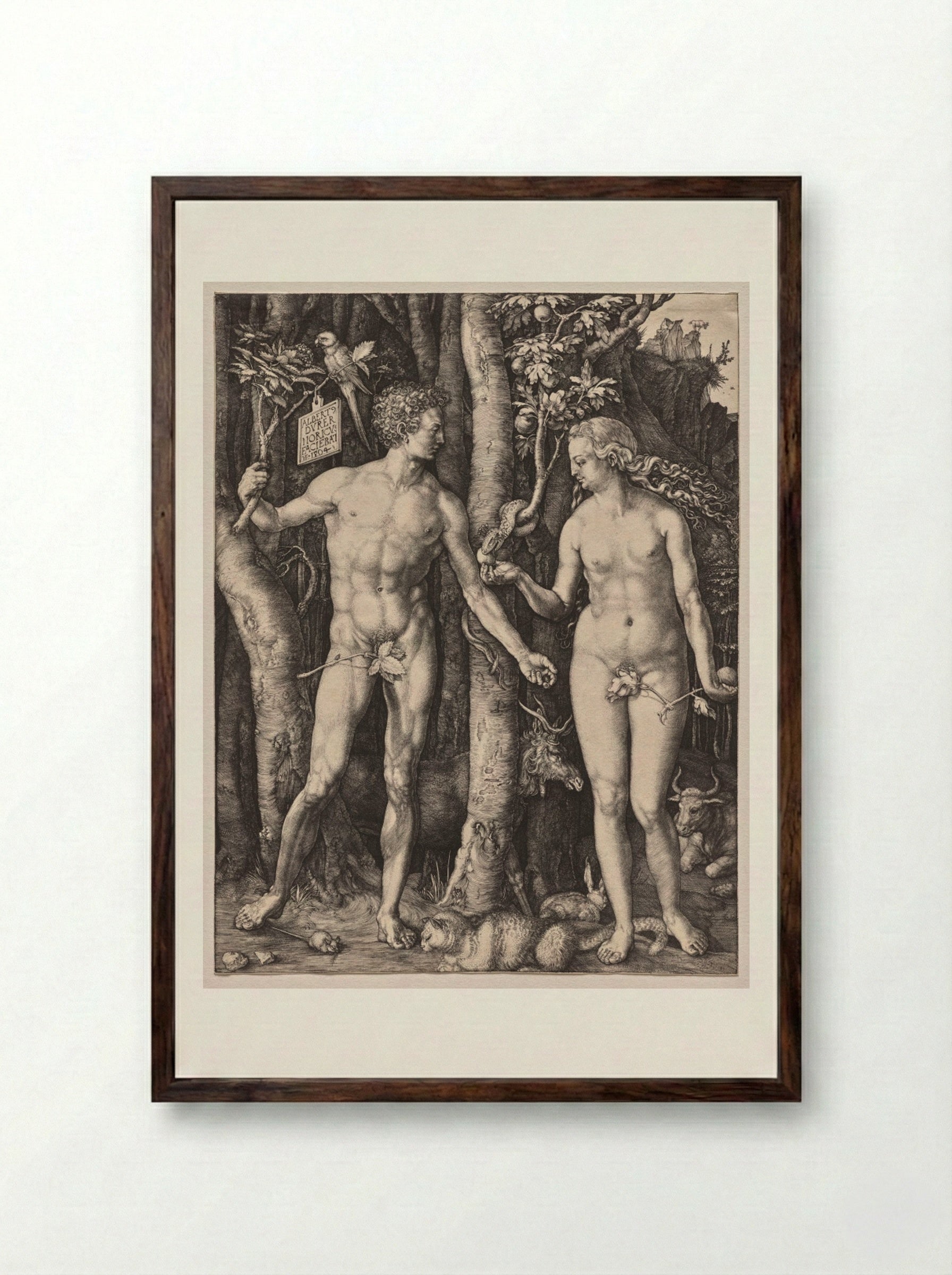 Adam and Eve - Albrecht Dürer - Framed Print Dark Wood