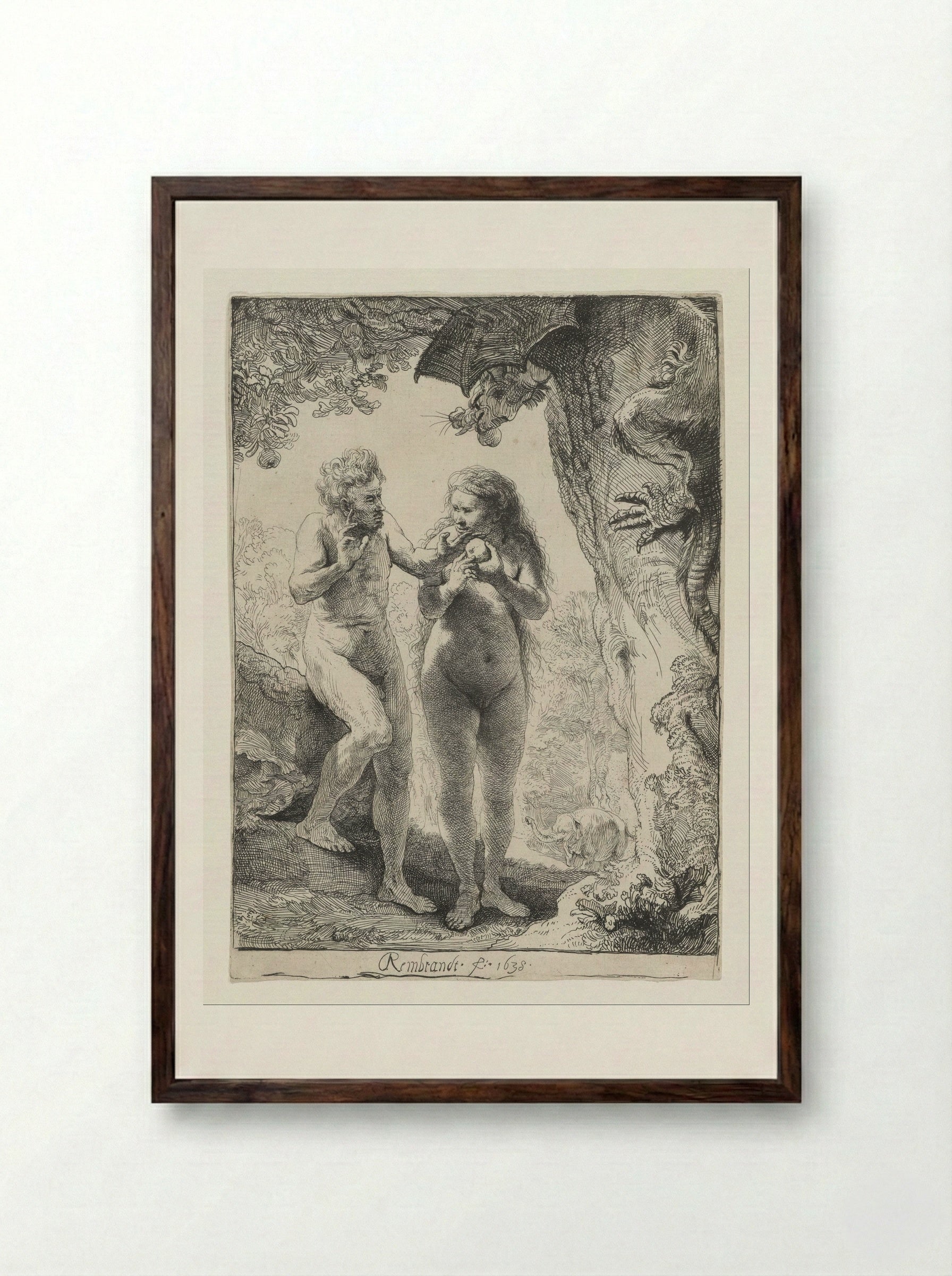 Adam and Eve - Rembrandt Harmensz. van Rijn - Framed Print Dark Wood