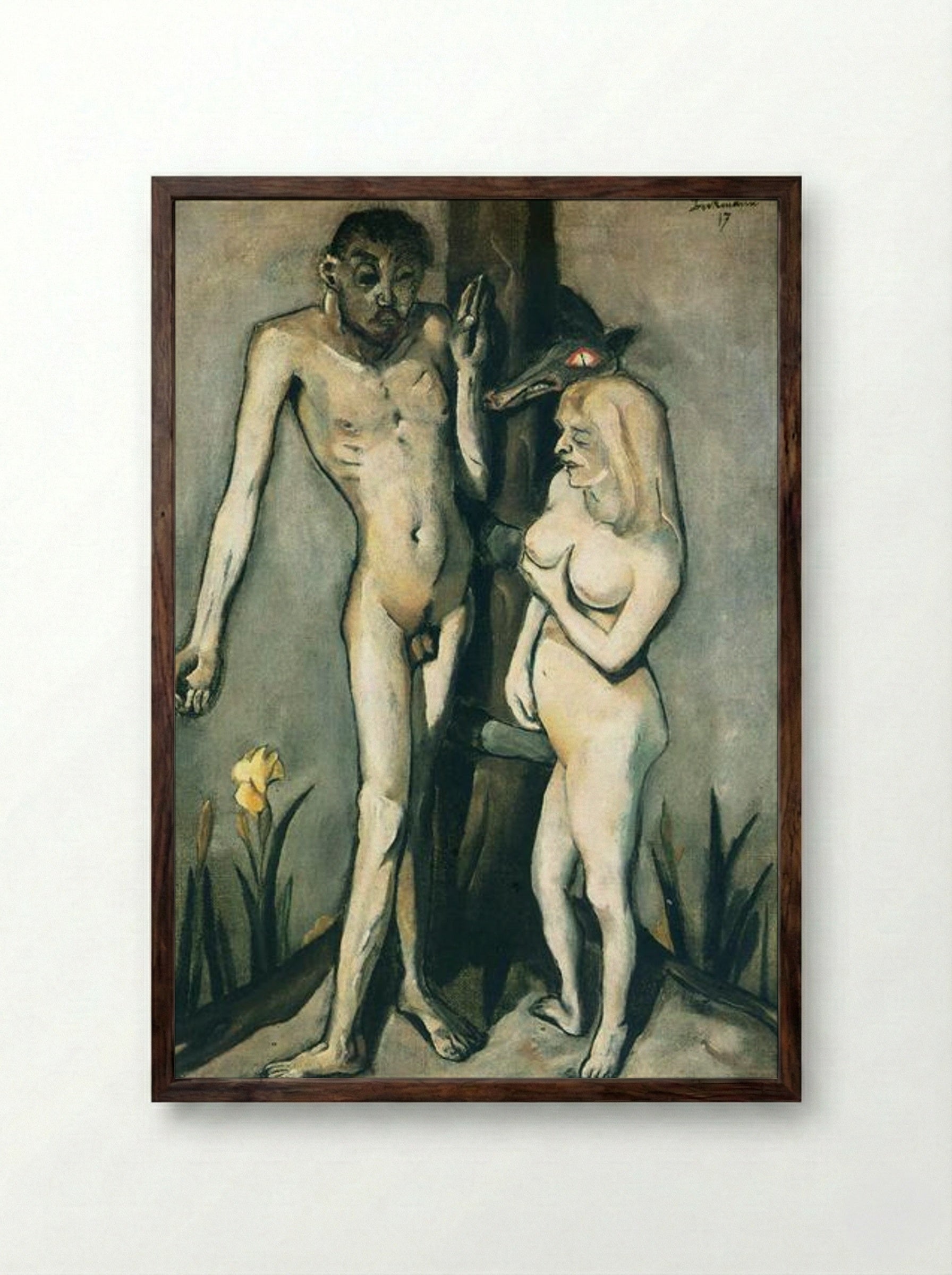 Adam and Eve - Max Beckmann - Framed Print Dark Wood