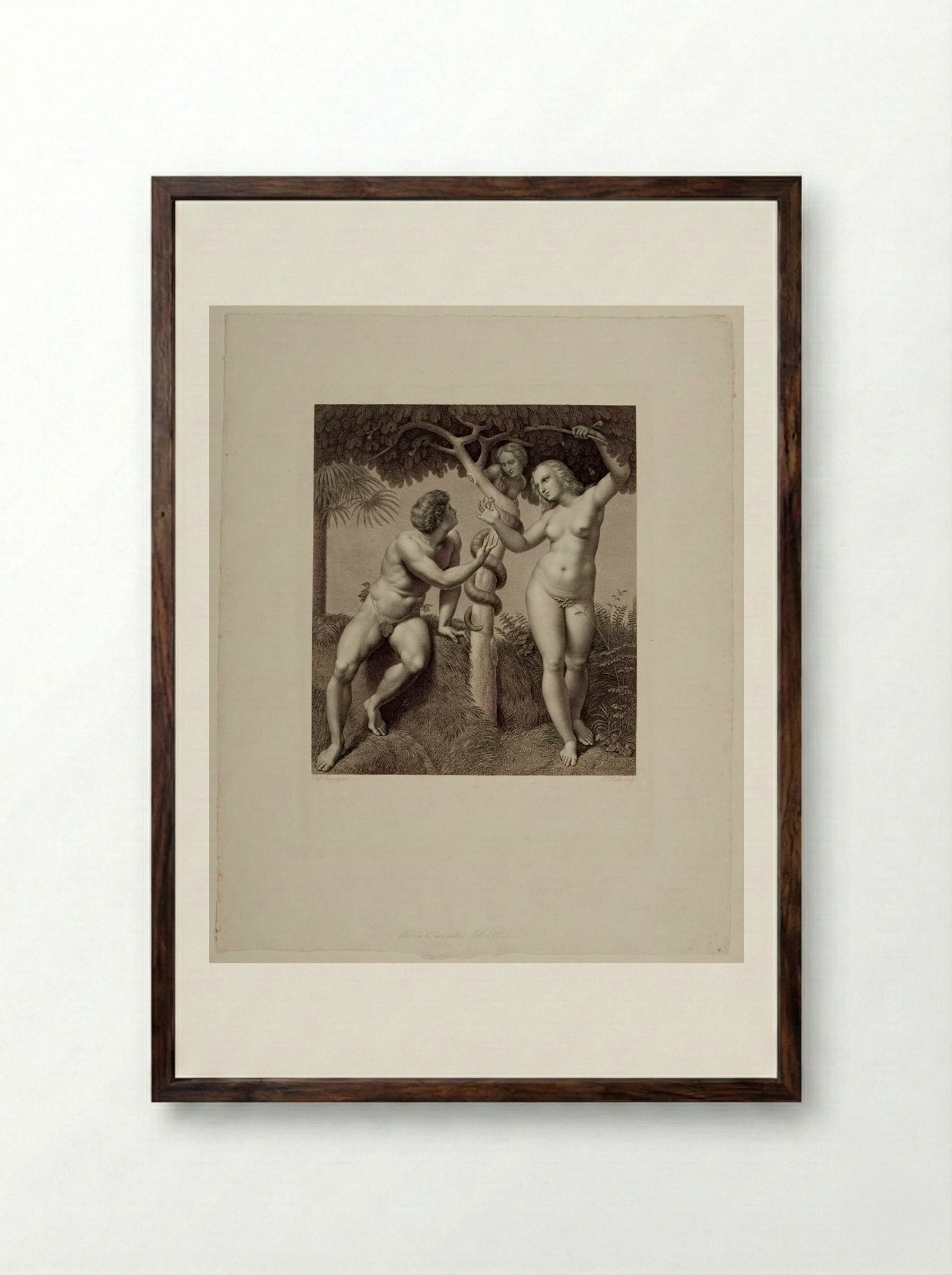 Adam and Eve - Johann Friedrich Wilhelm Müller - Framed Print Dark Wood