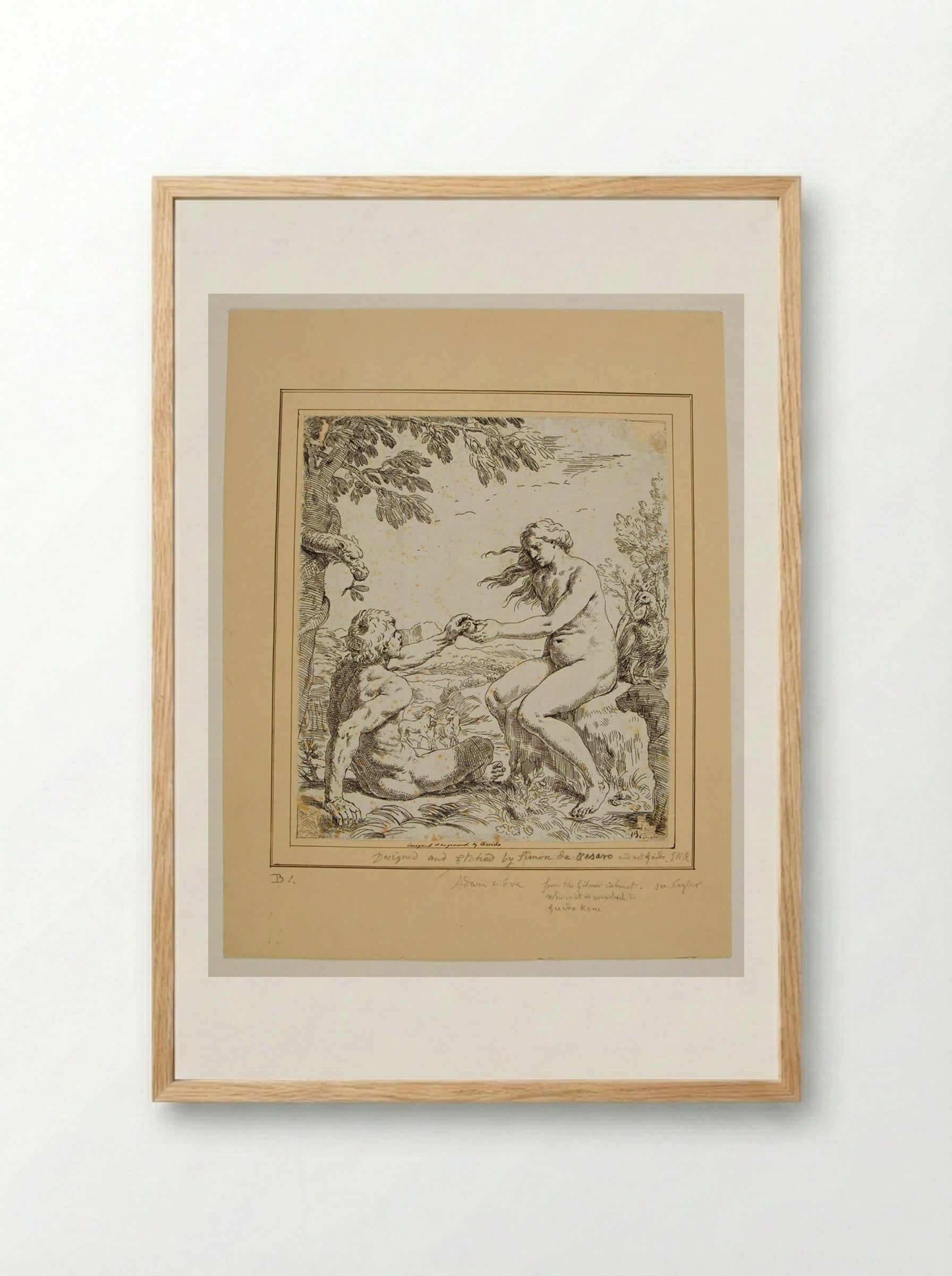Adam and Eve - Simone Cantarini - Framed Print Wood