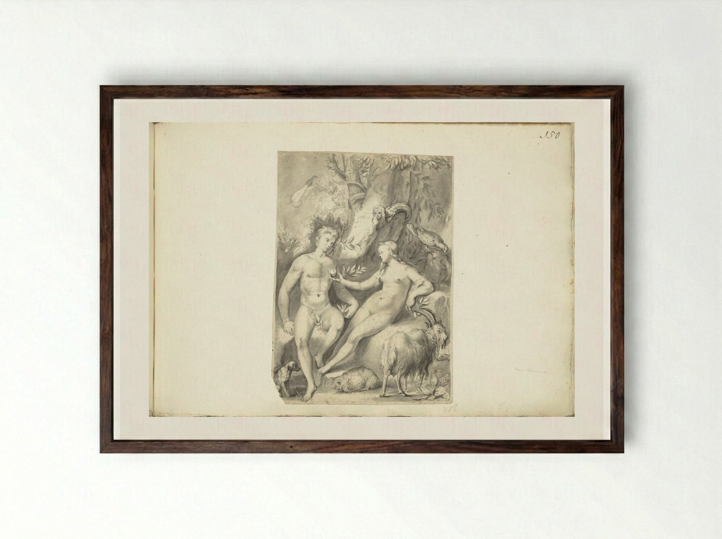 Adam en Eva - Moses ter Borch - Framed Print Dark Wood