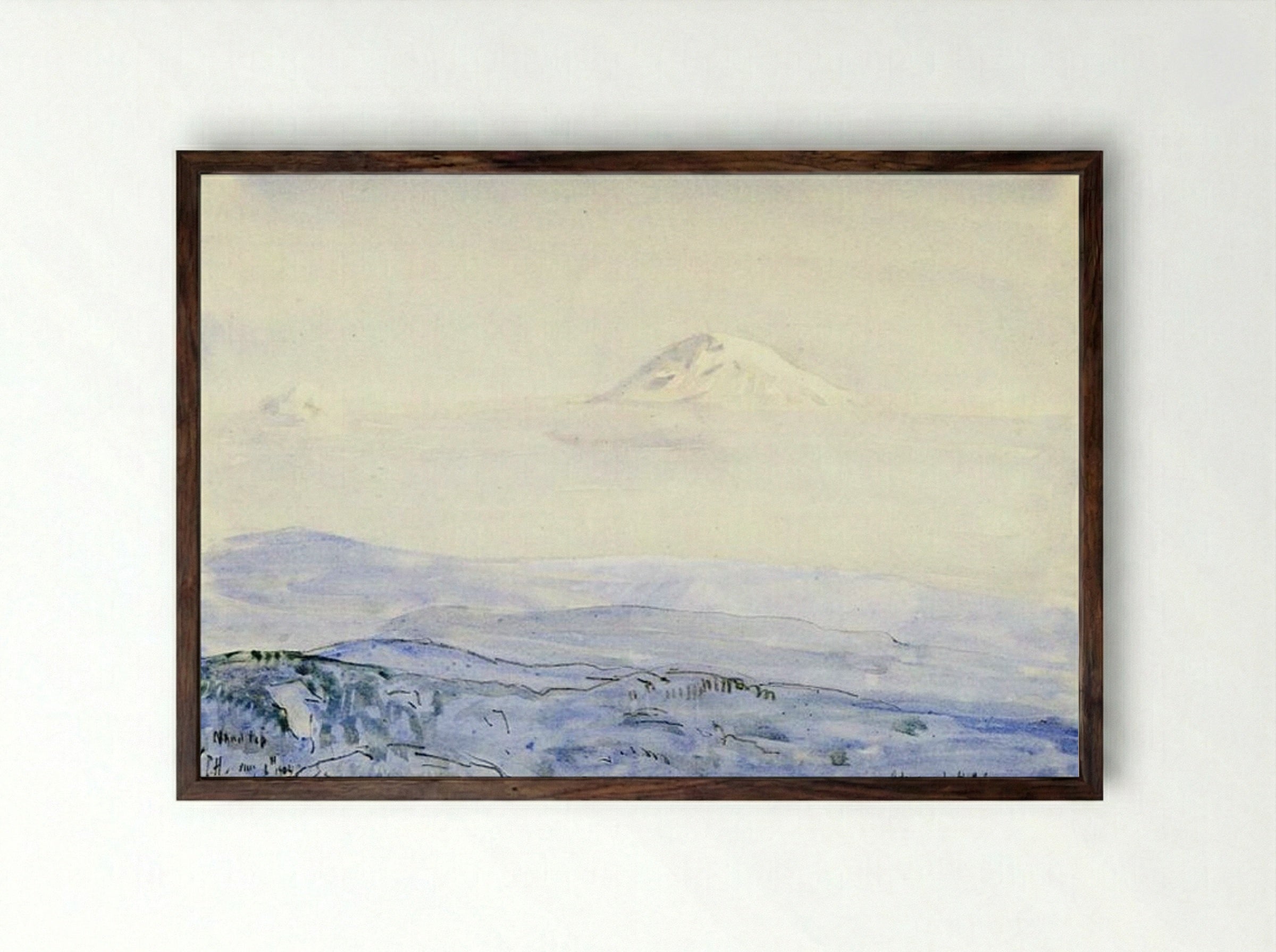 Adams and St. Helens, Early Morning - Childe Hassam - Framed Print Dark Wood