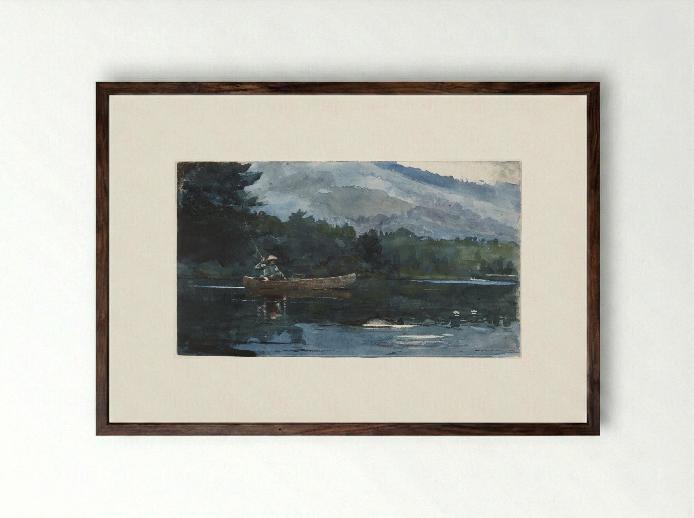 Adirondack Lake (Blue Monday) - Winslow Homer - Framed Print Dark Wood