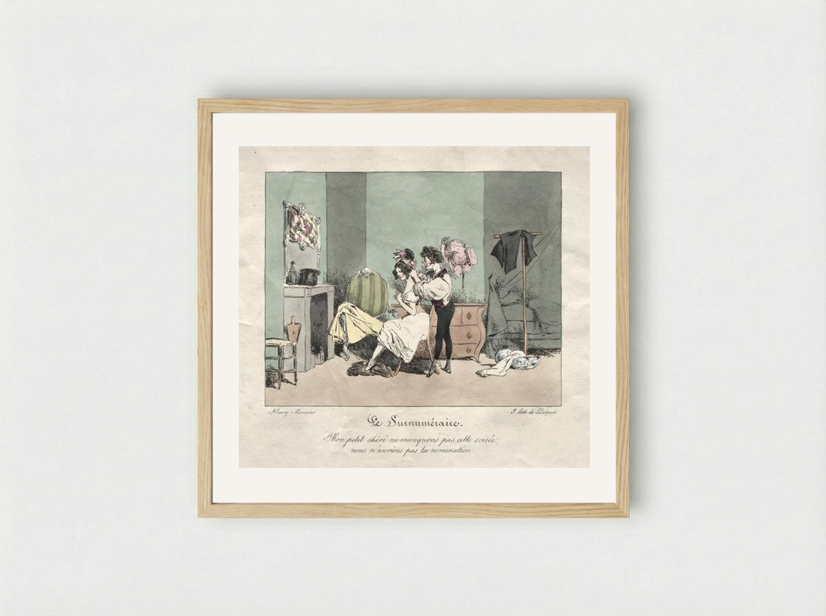 Administrative Customs: The Supernumerary - Henry Bonaventure Monnier - Framed Print Wood
