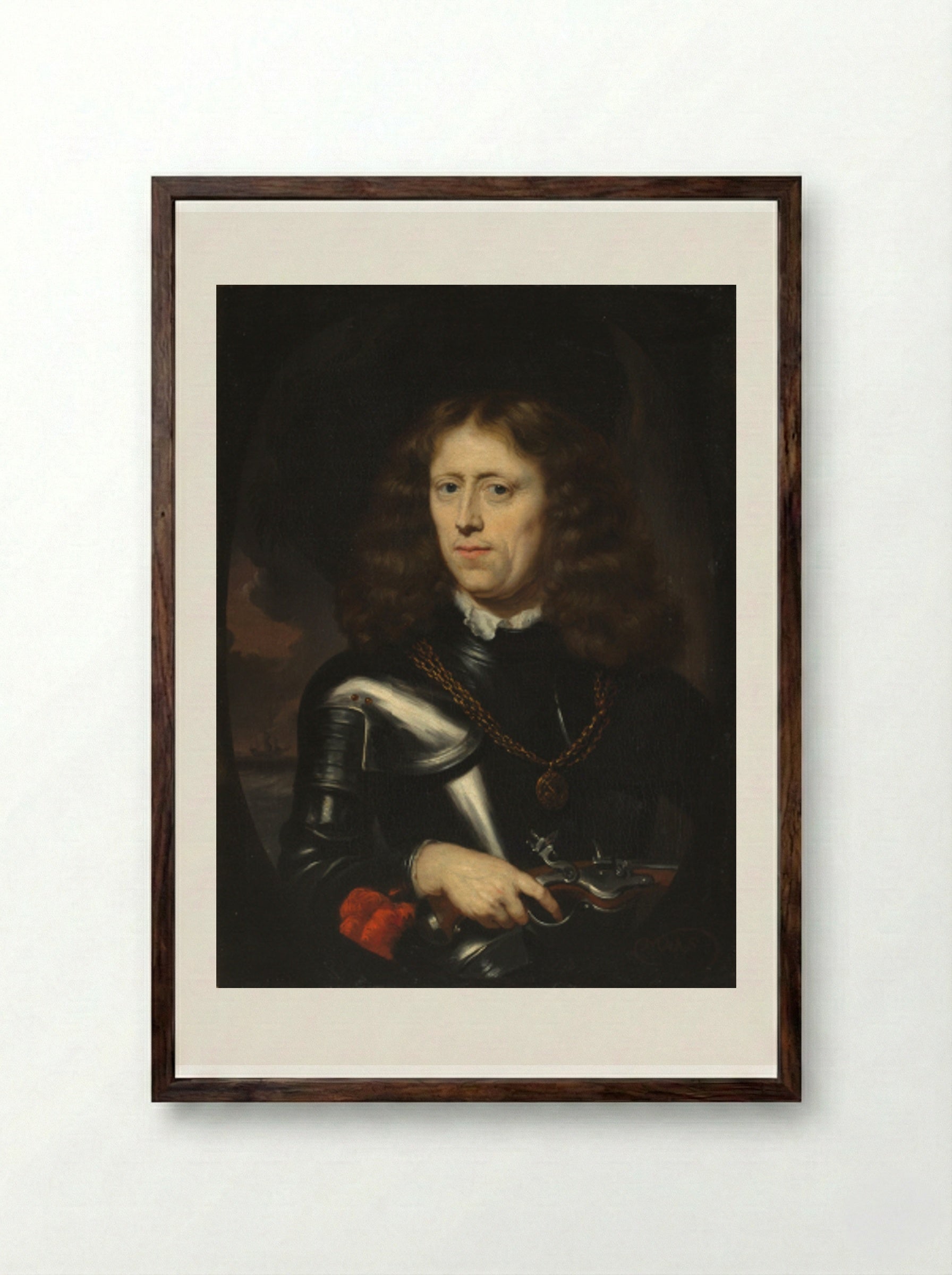 Admiral Jacob Binkes - Nicolaes Maes - Framed Print Dark Wood